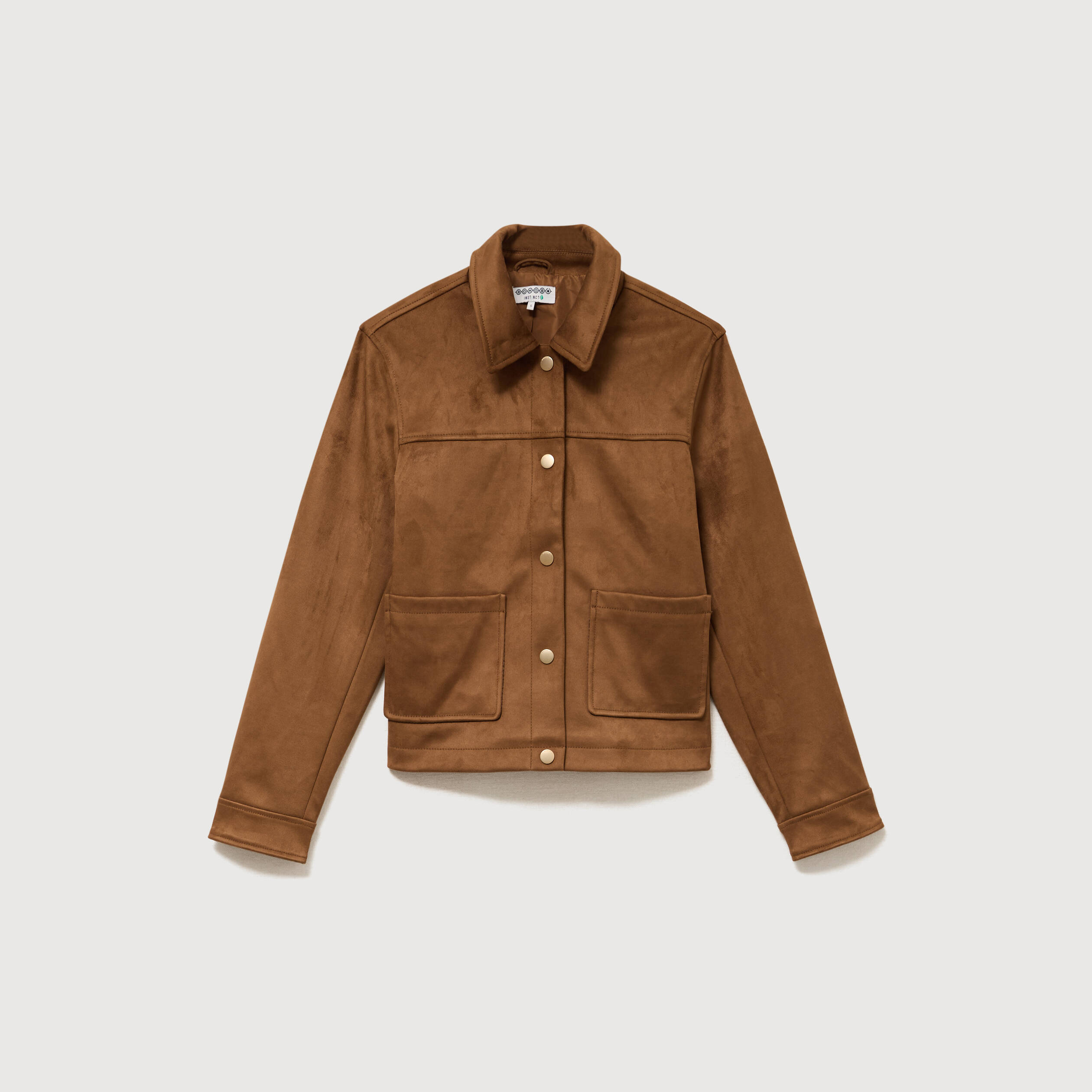 Blouson manches longues col classique marron femme