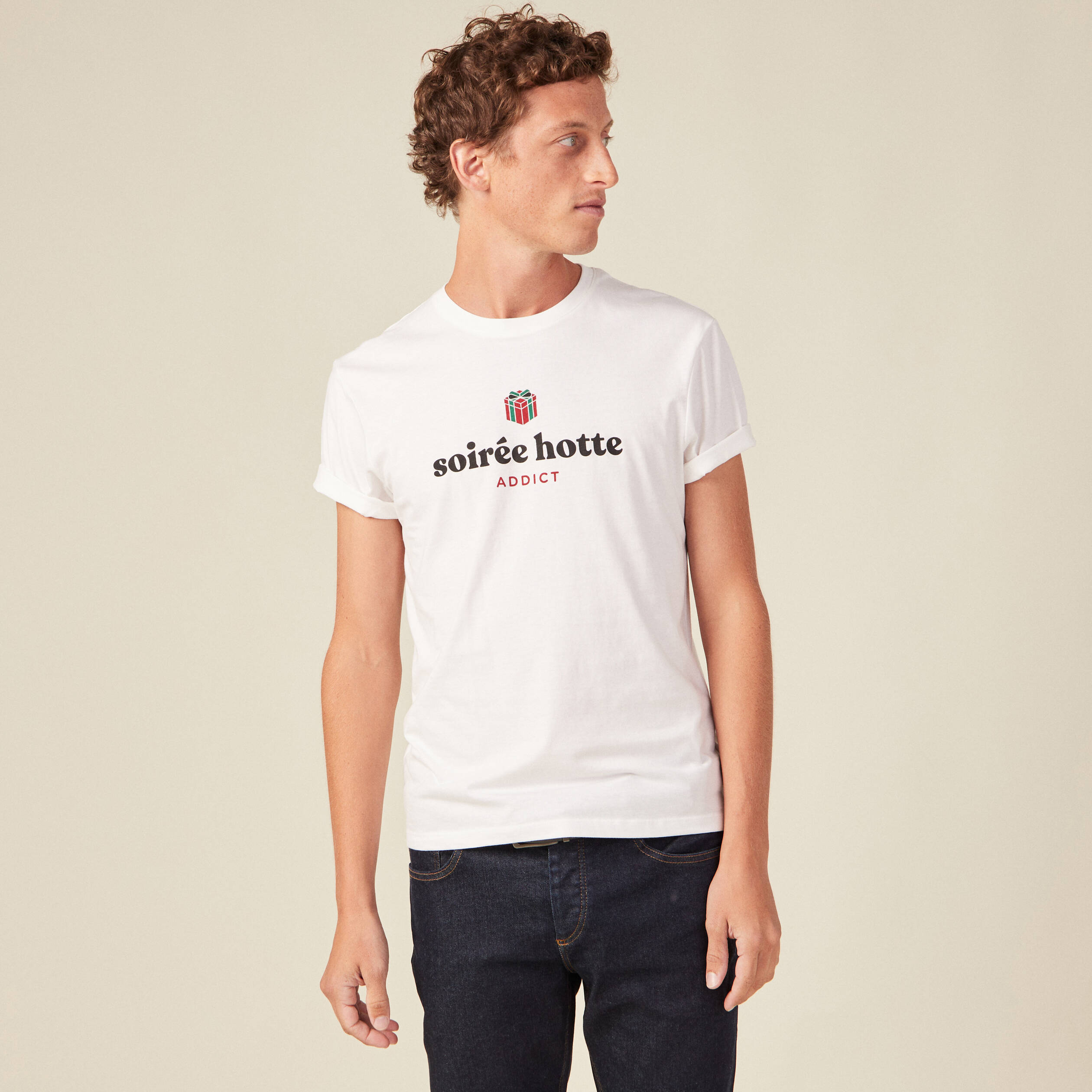 T-shirt manches courtes ecru homme
