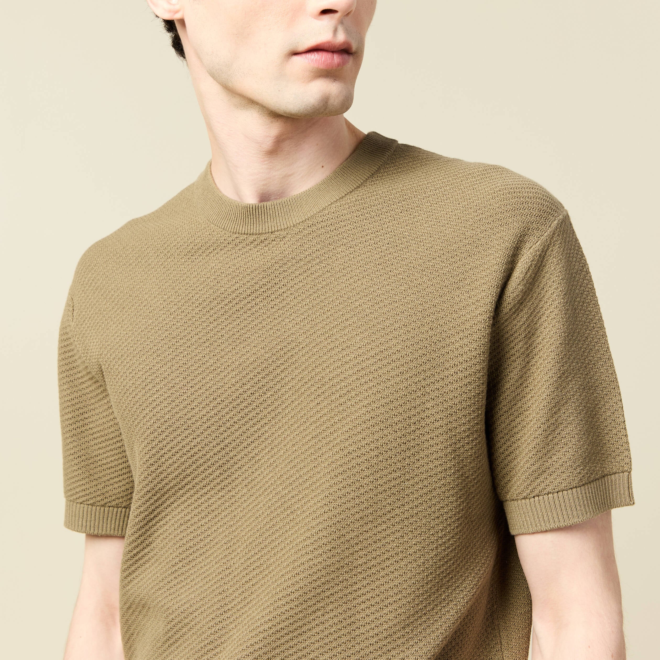 T-shirt en coton vert kaki homme