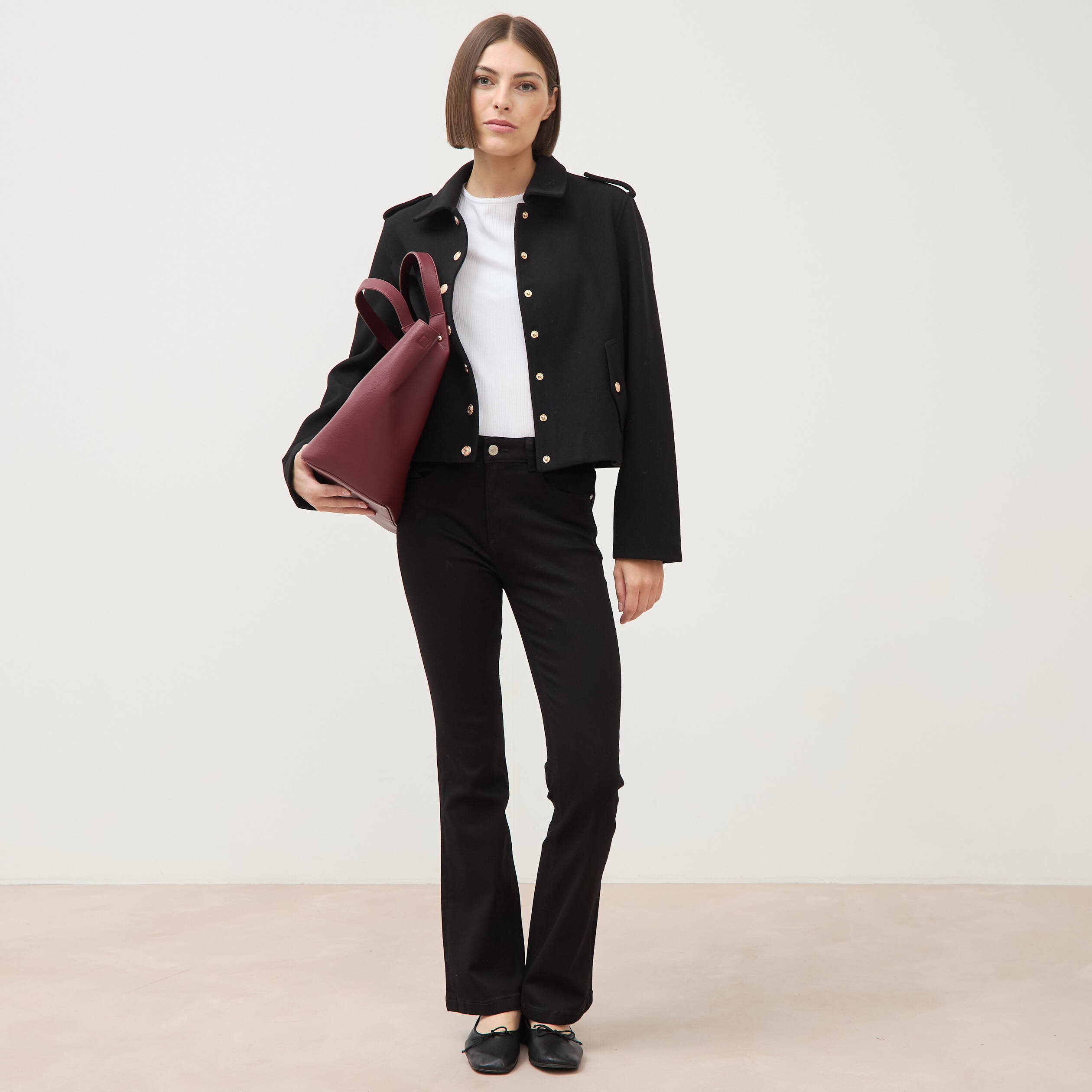 Jeans bootcut denim noir femme