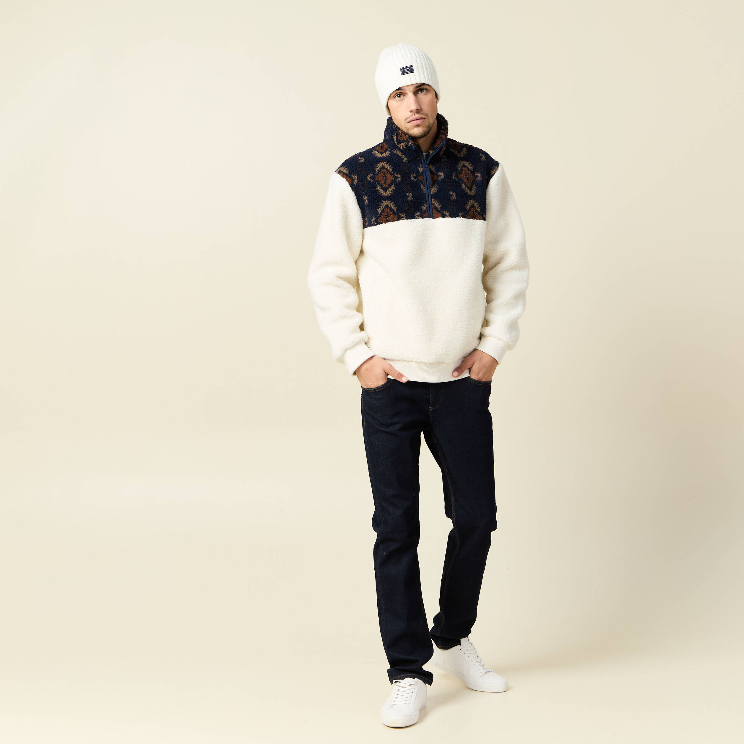 sweat col camionneur ecru homme Sweat col camionneur ecru homme