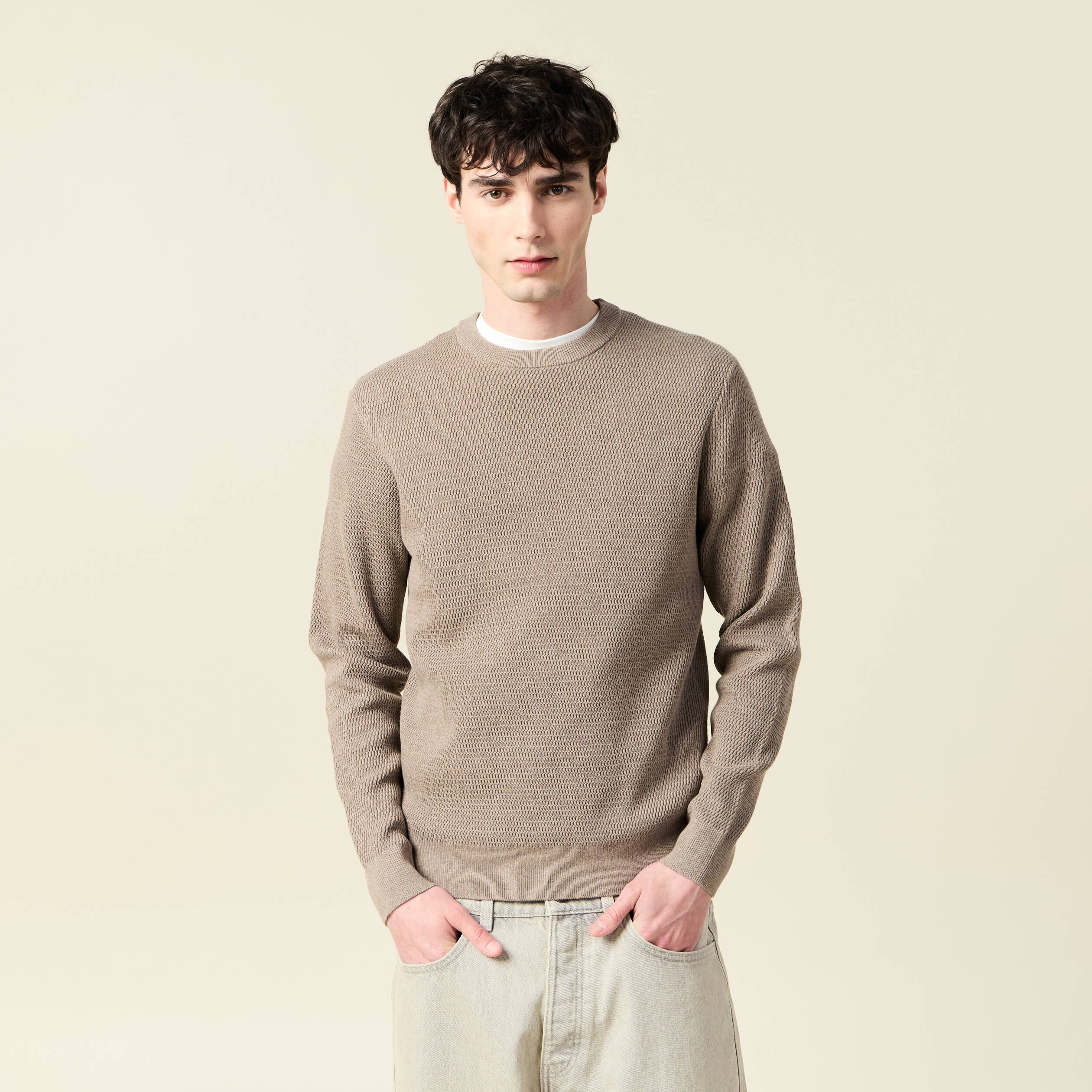 pull droit manches longues vert kaki homme Pull droit manches longues vert kaki homme