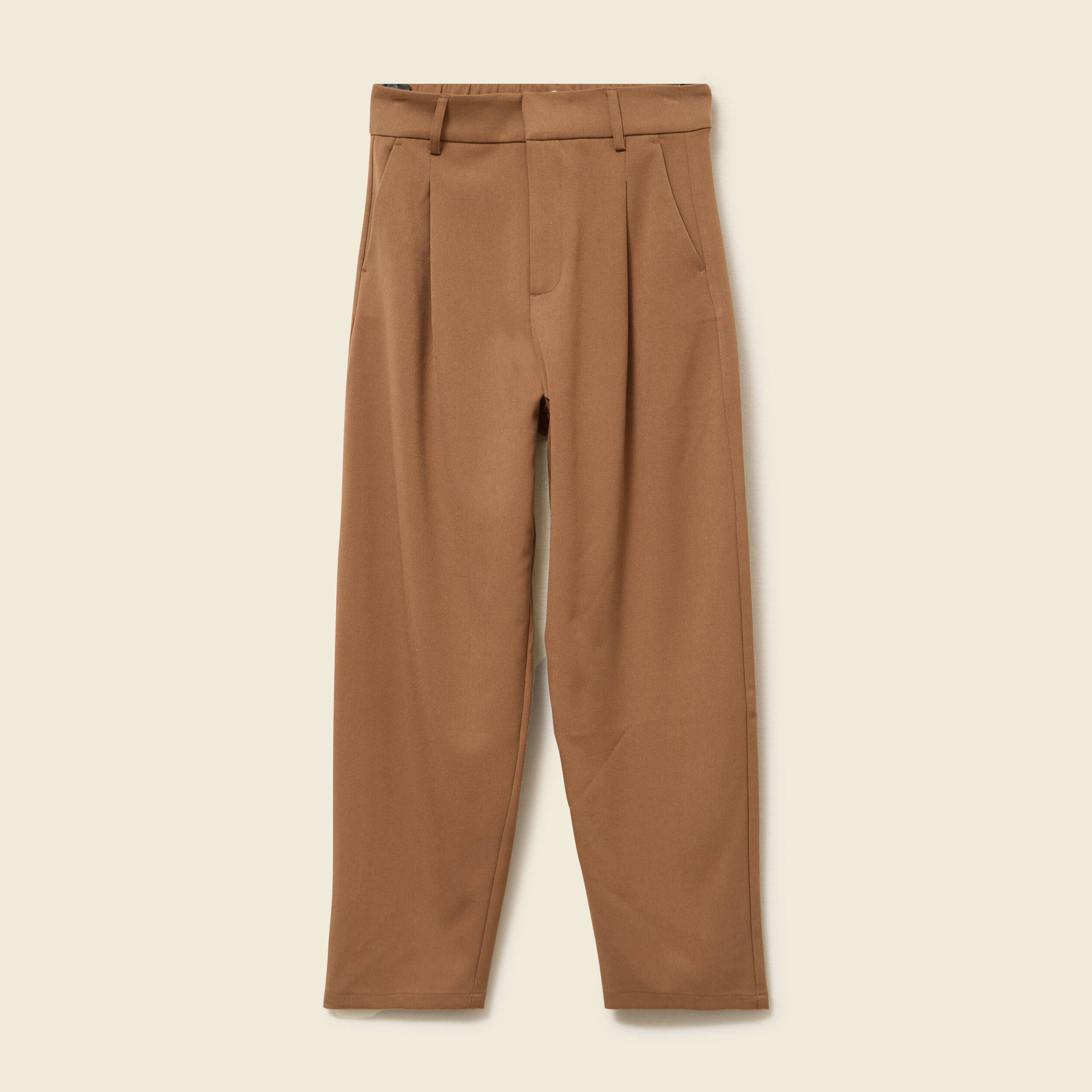 Pantalon slouchy taille haute 7/8&egrave;me marron femme
