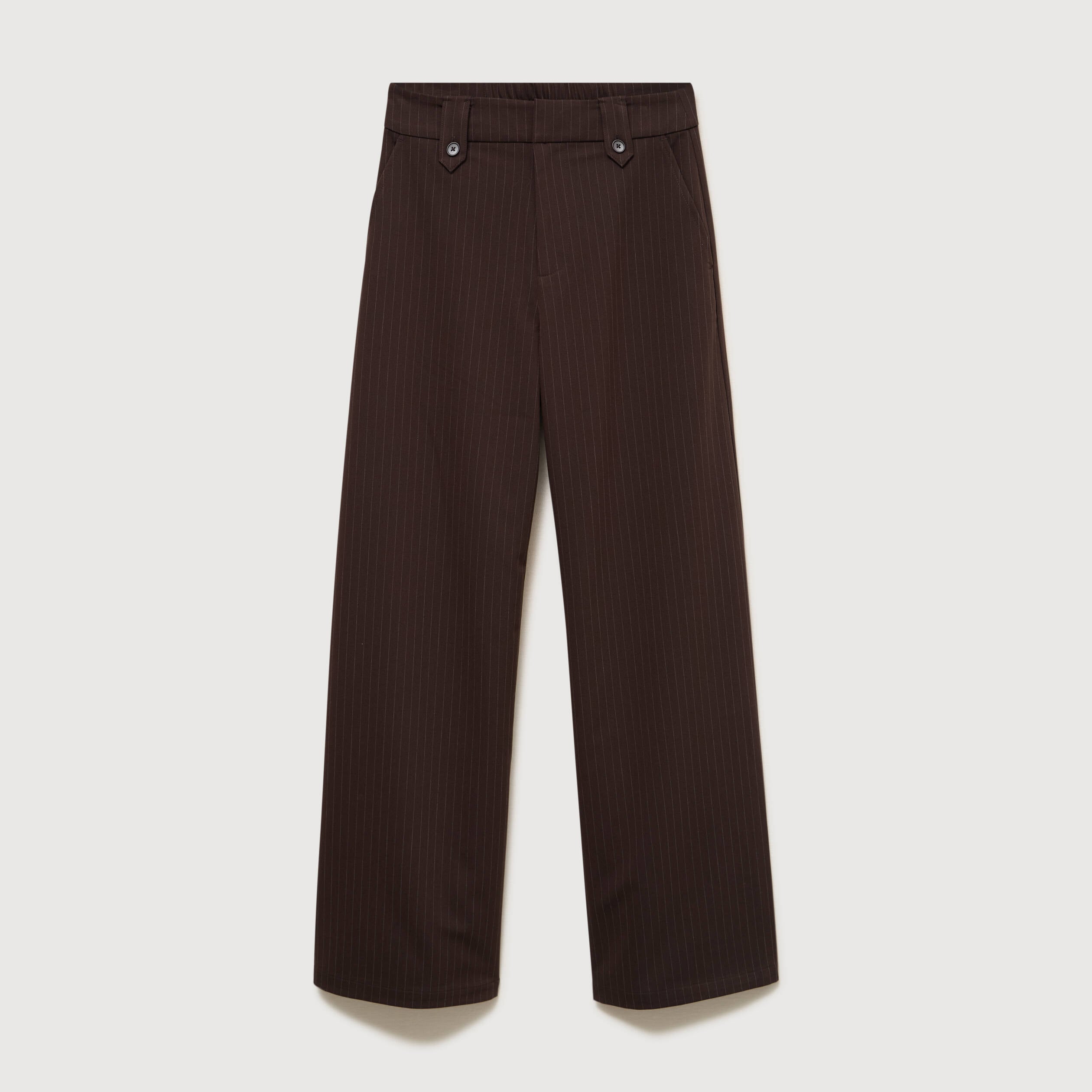 Pantalon large taille haute fluide marron fonc&eacute; femme