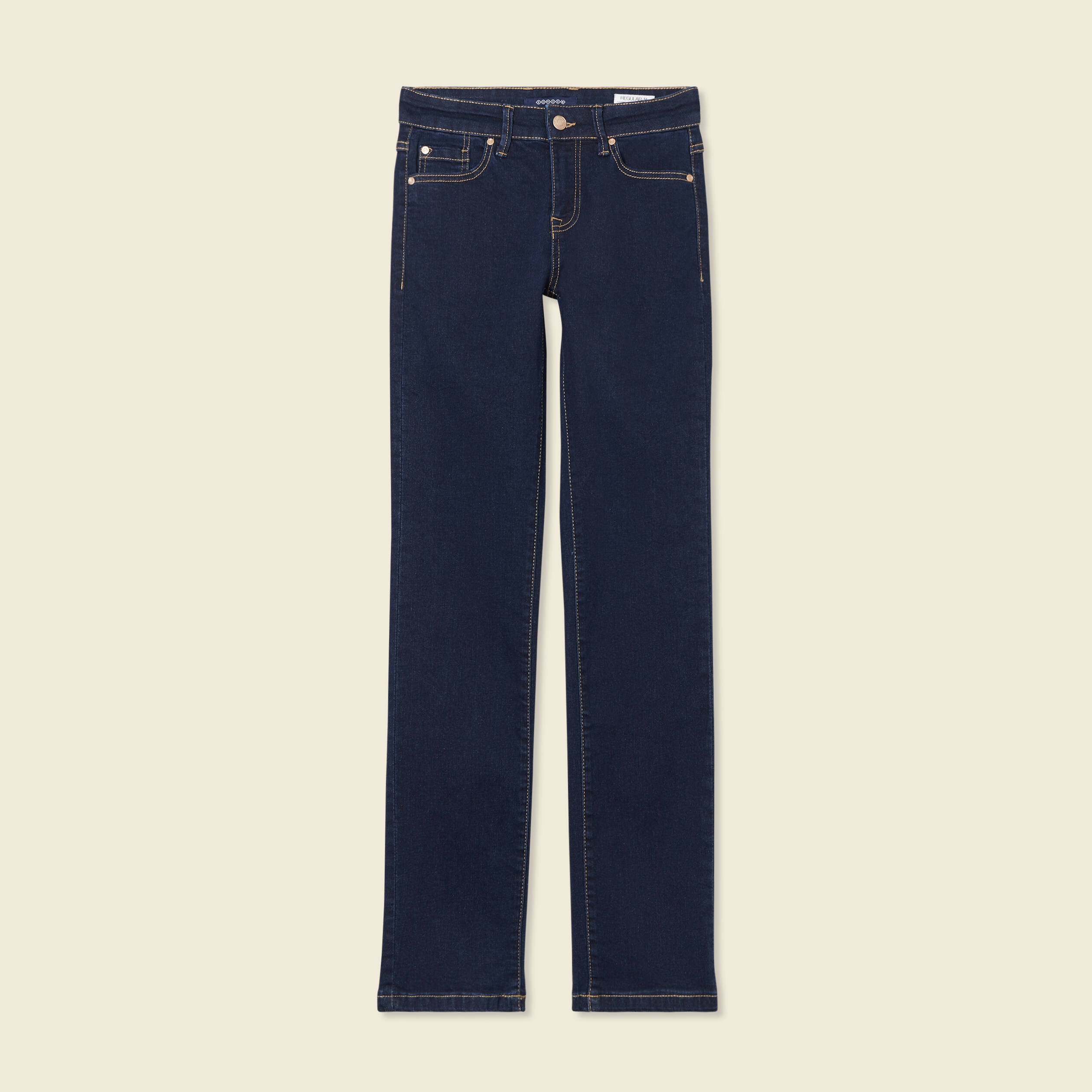 jeans regular 5 poches denim brut rinse femme Jeans regular 5 poches denim brut rinse femme
