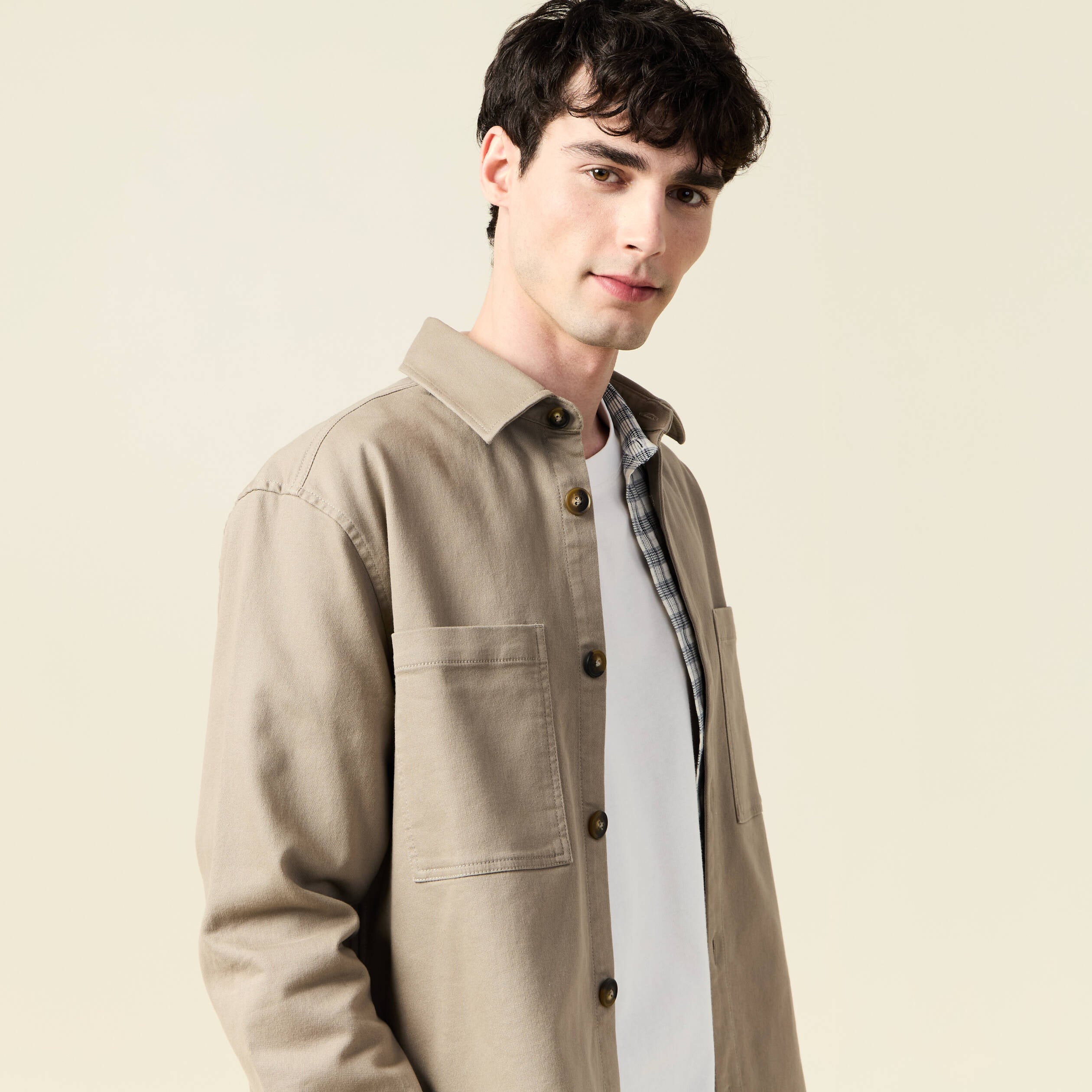 Surchemise manches longues sable homme