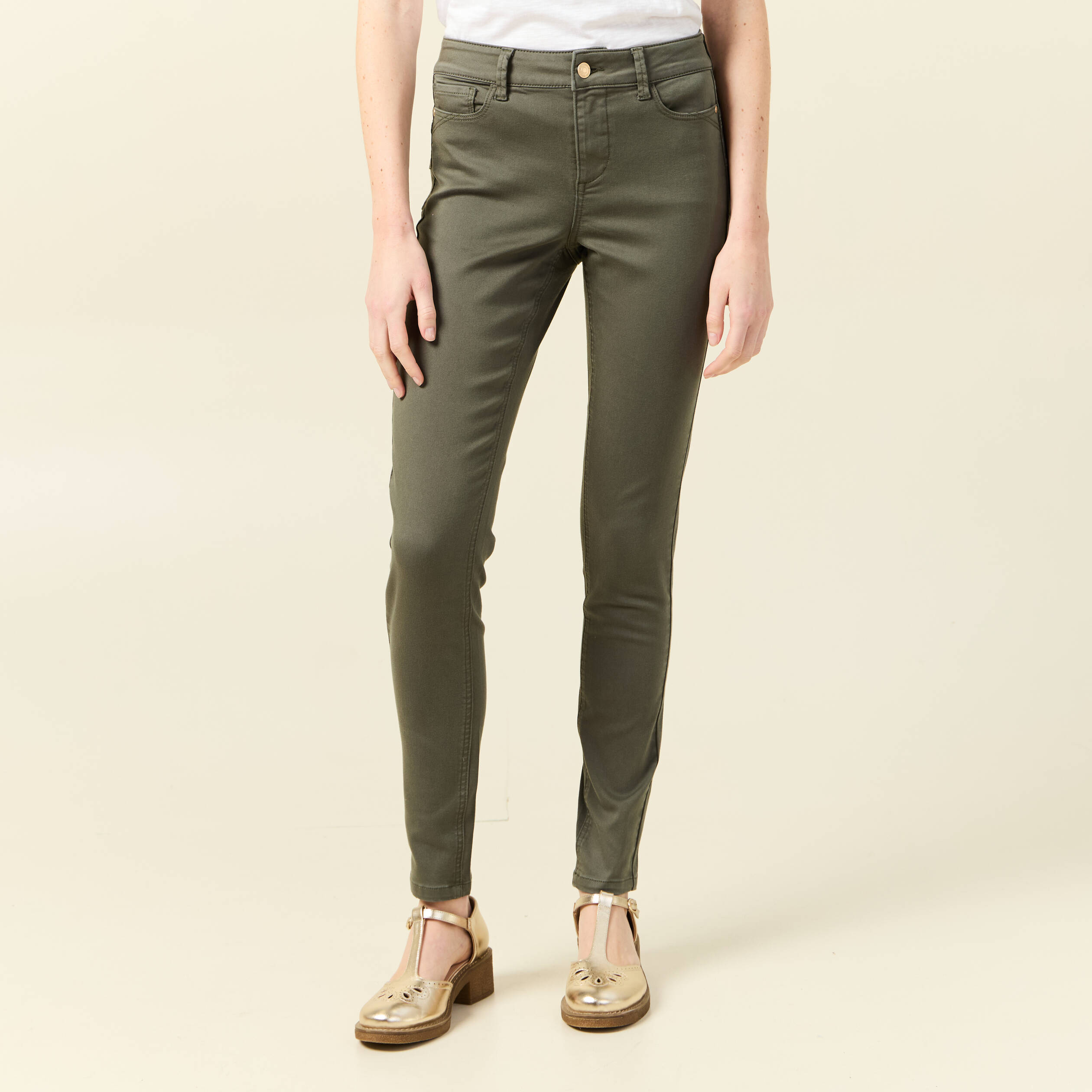 pantalon audrey skinny push up vert kaki femme Pantalon Audrey - skinny push up vert kaki femme