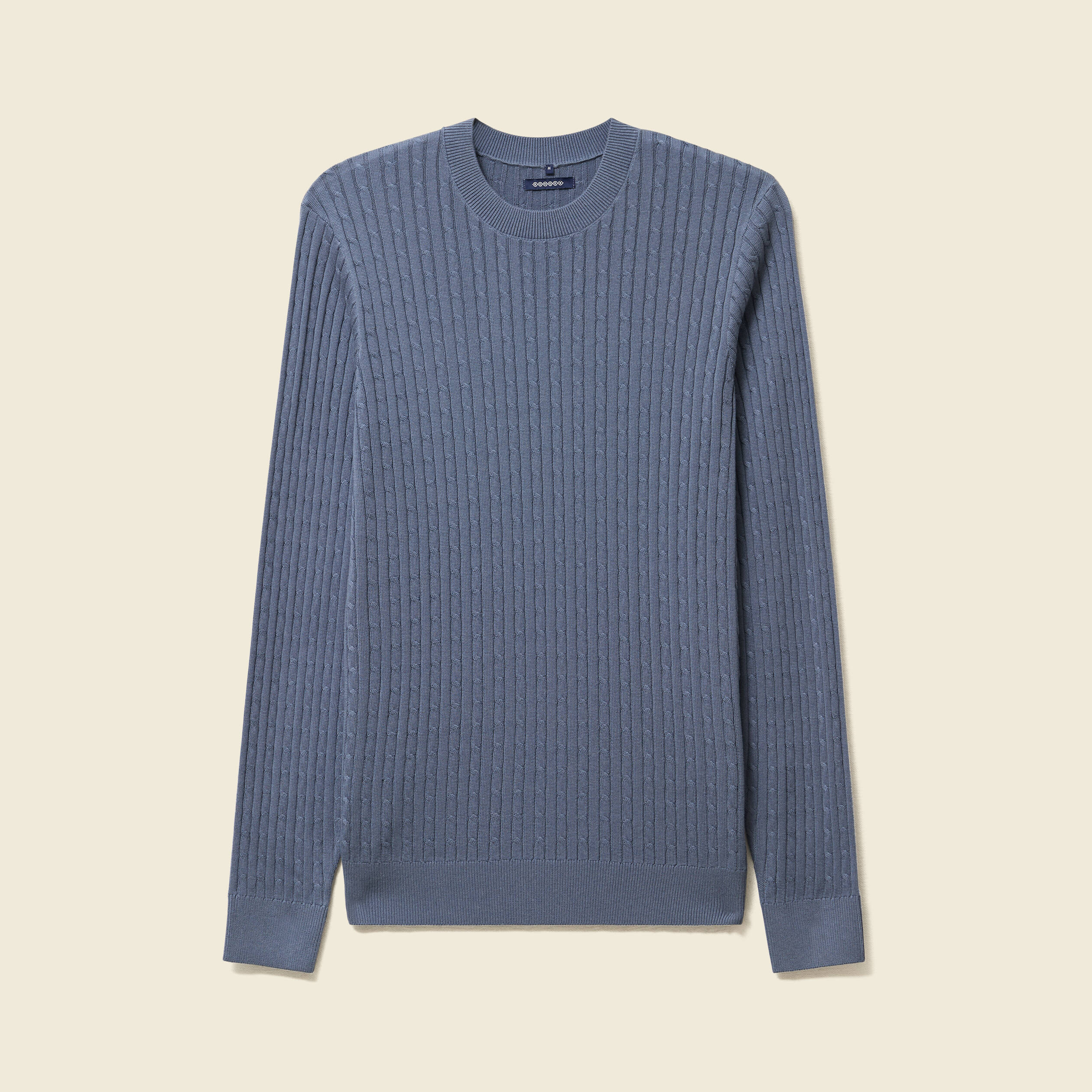 Pull col rond bleu gris homme