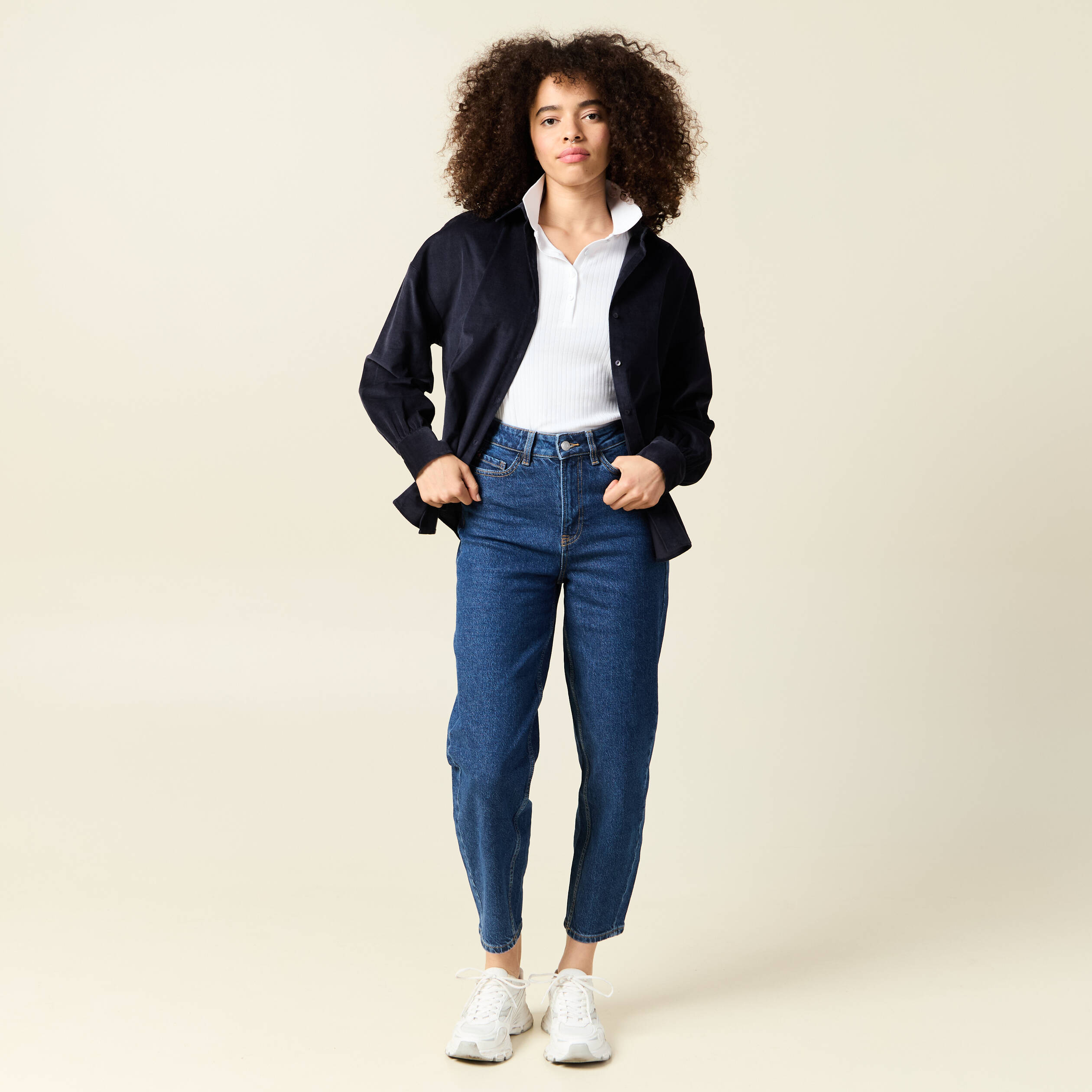 jeans barrel slouchy taille haute 78eme denim brut femme Jeans barrel slouchy taille haute 7/8ème denim brut femme
