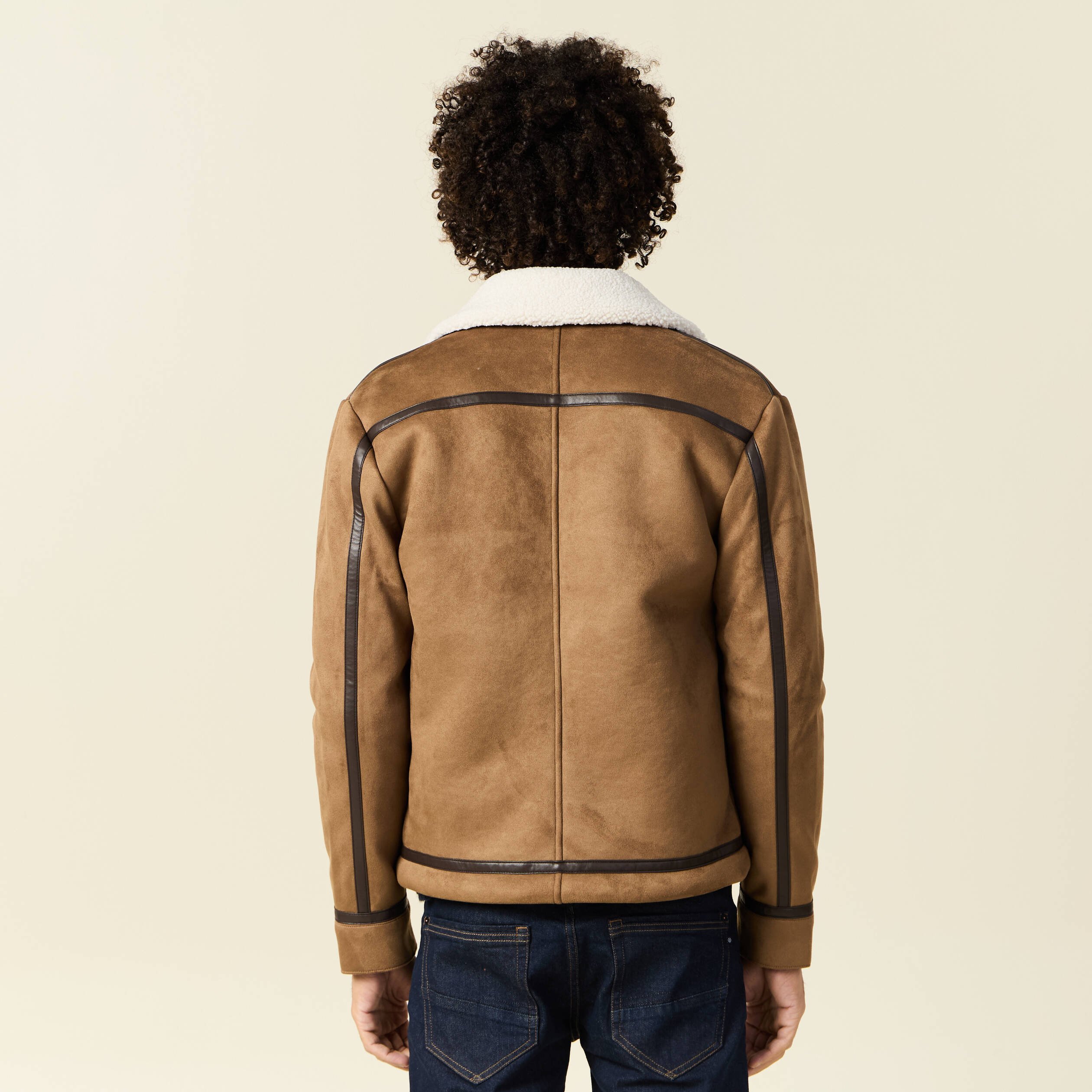 blouson suedine col aviateur marron homme Blouson suédine col aviateur marron homme