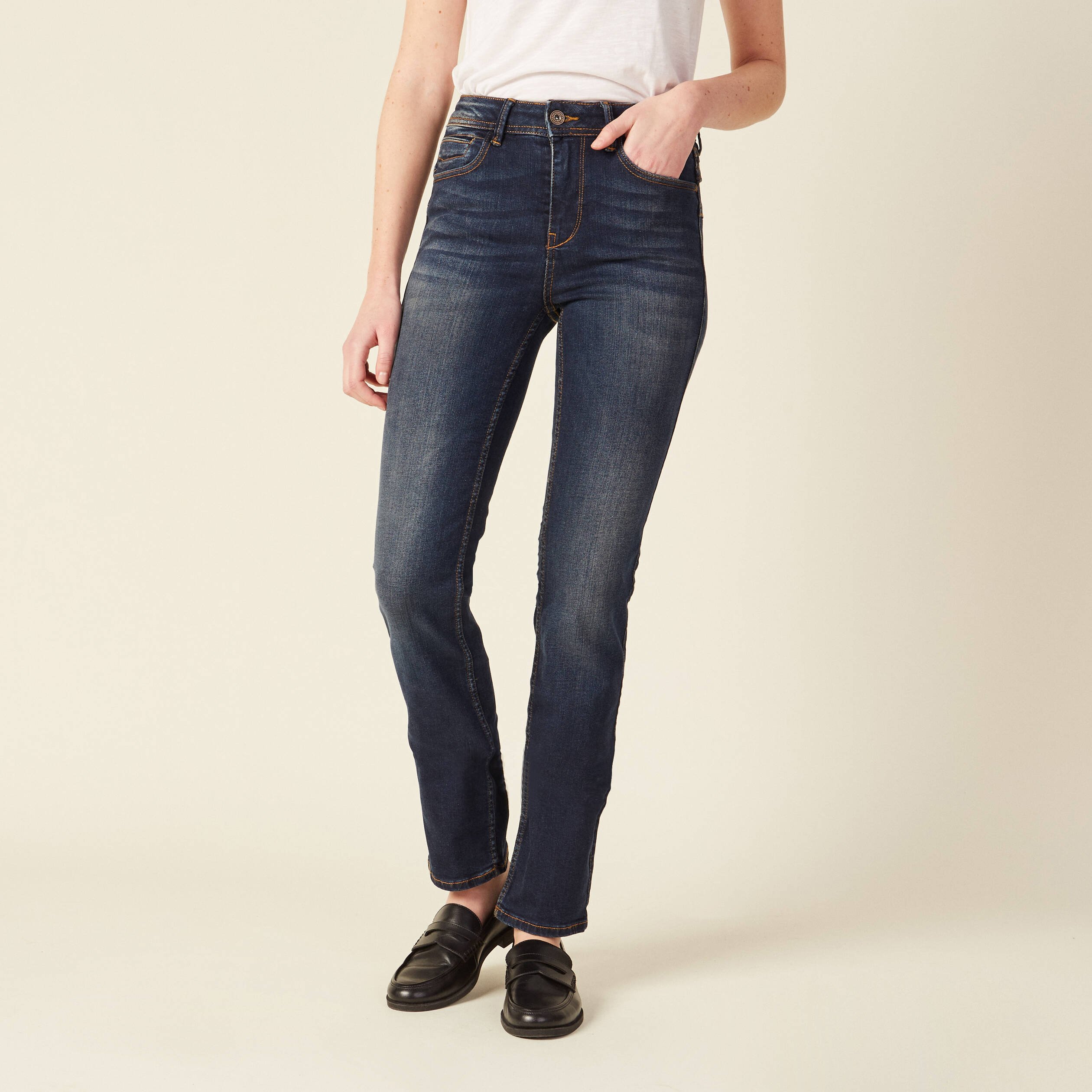 jeans regular taille haute denim brut femme Jeans regular taille haute denim brut femme