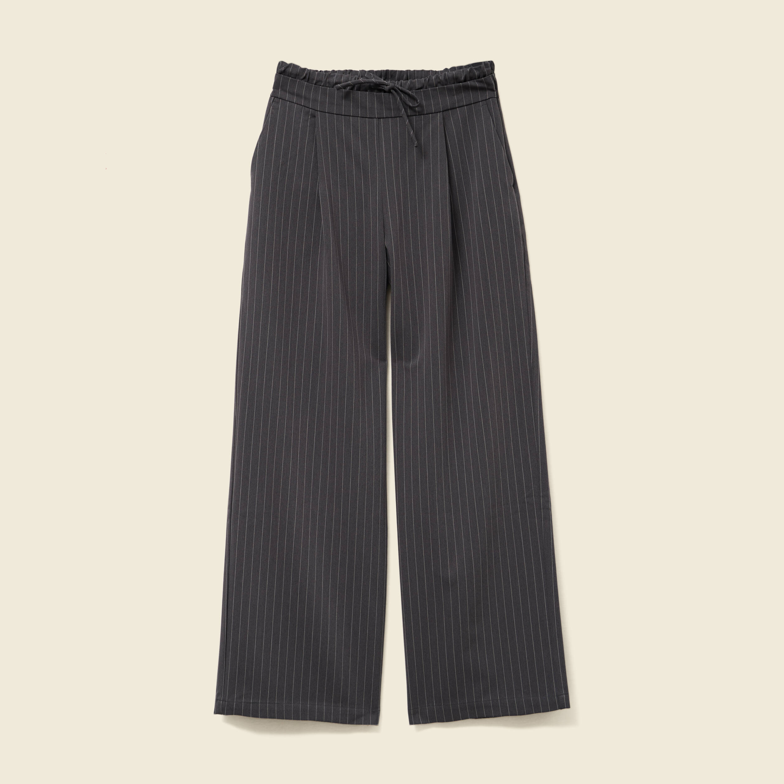 pantalon large ceinture tissu fluide gris femme Pantalon large ceinture tissu fluide gris femme