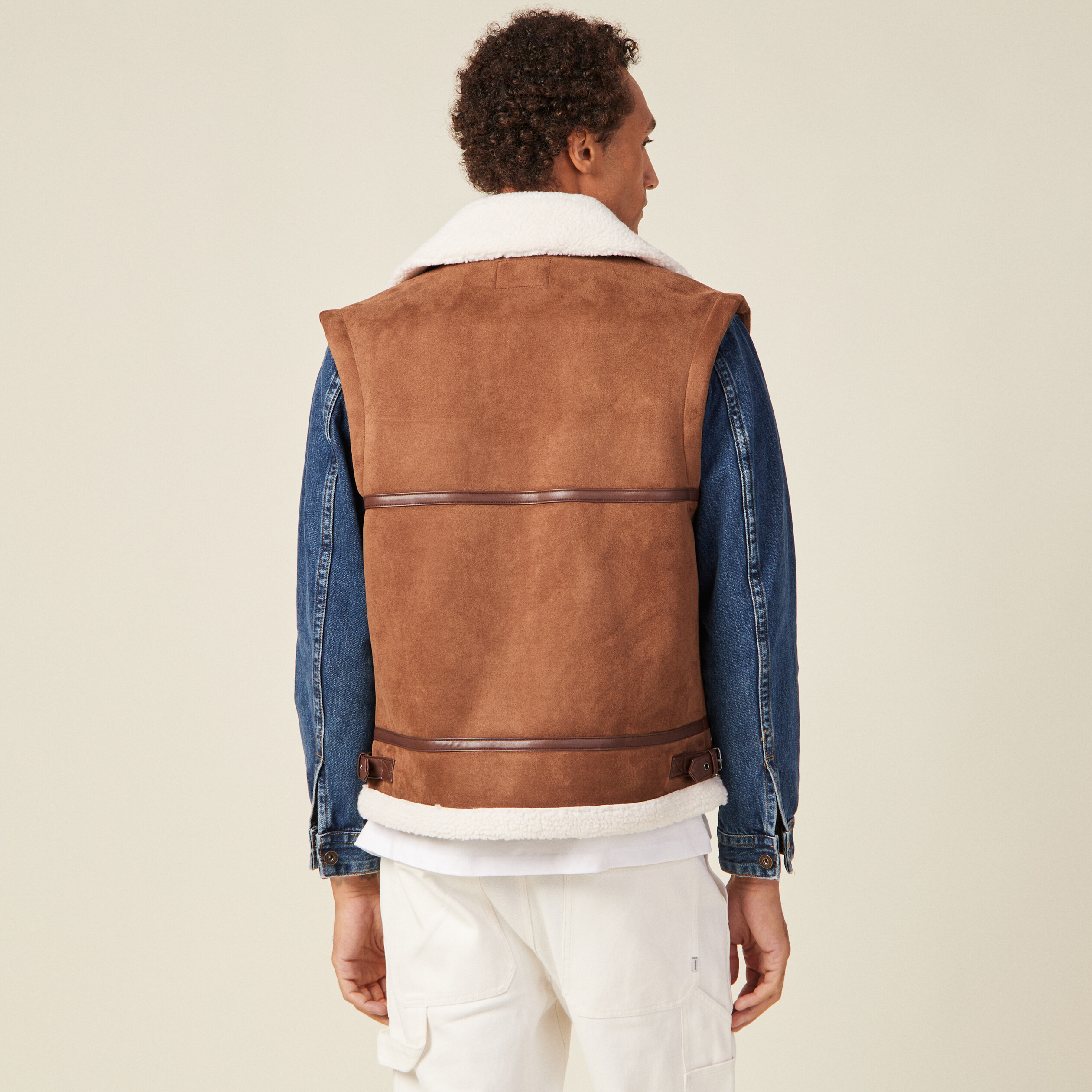 Veste ajustée suédine marron homme