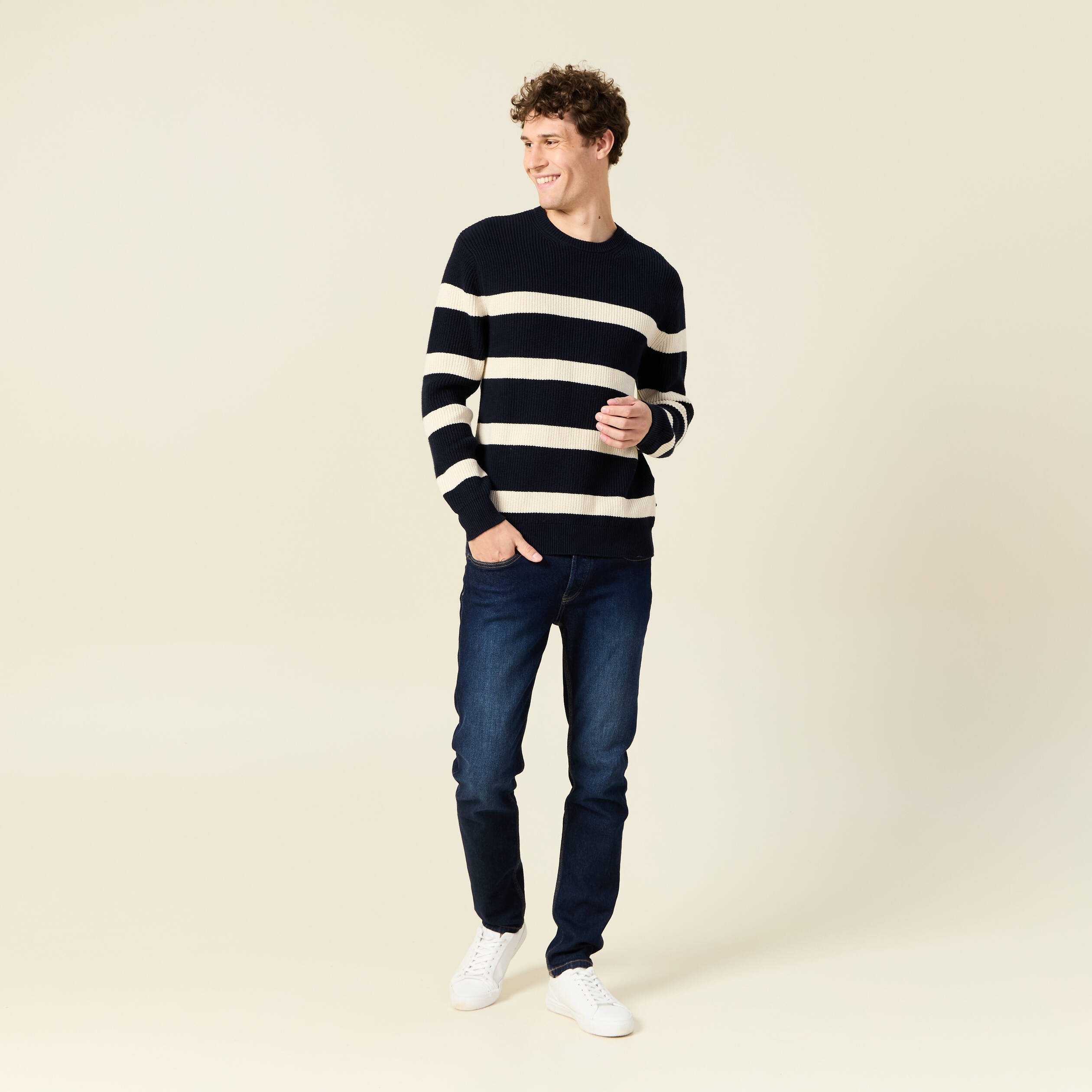 pull manches longues bleu fonce homme Pull manches longues bleu foncé homme