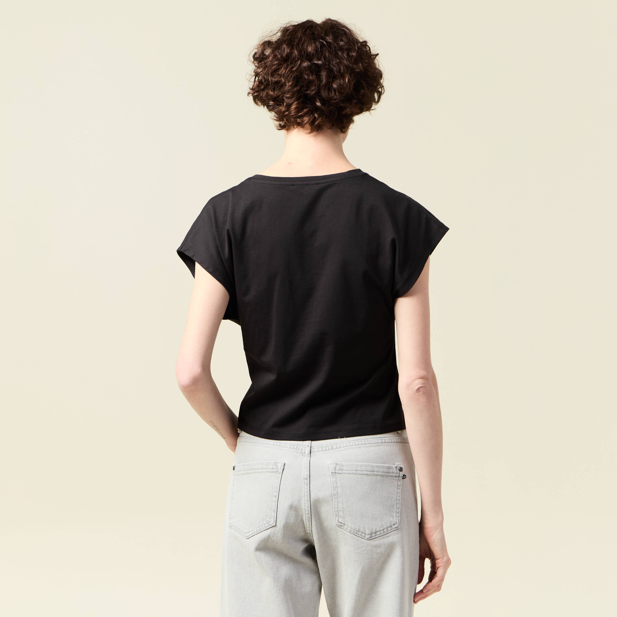 t shirt manches courtes noir femme T-shirt manches courtes noir femme