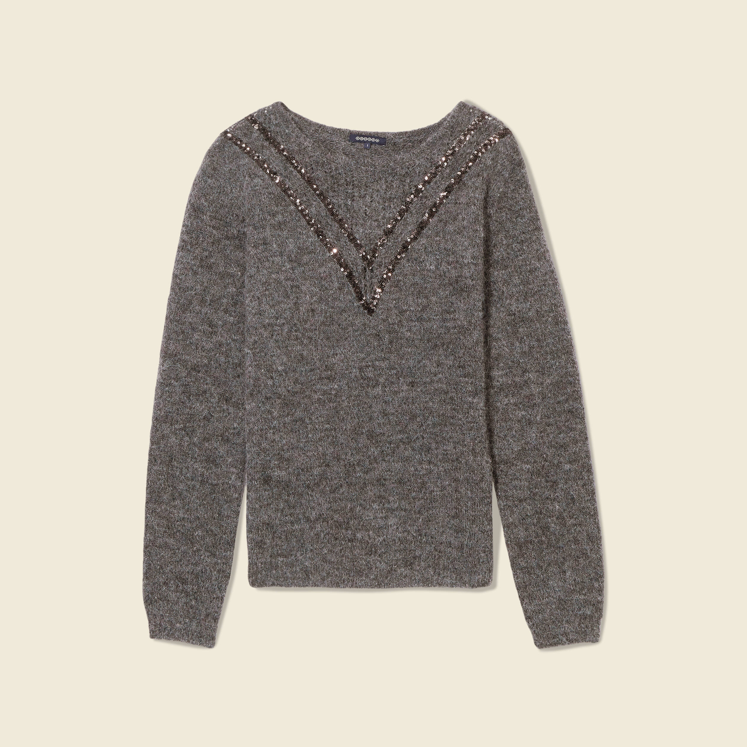 Pull manches longues gris femme