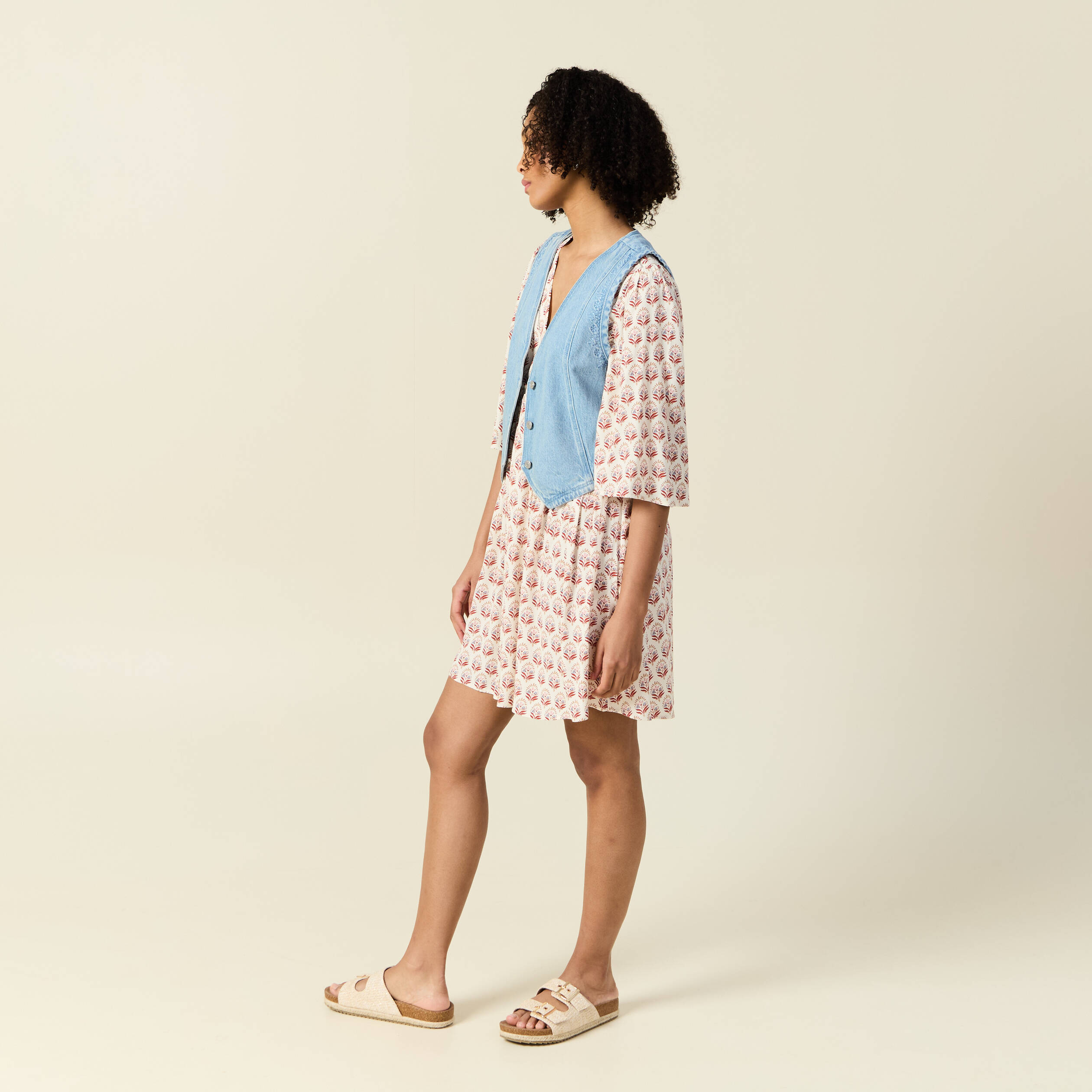 veston sans manches en jean denim used femme Veston sans manches en jean denim used femme
