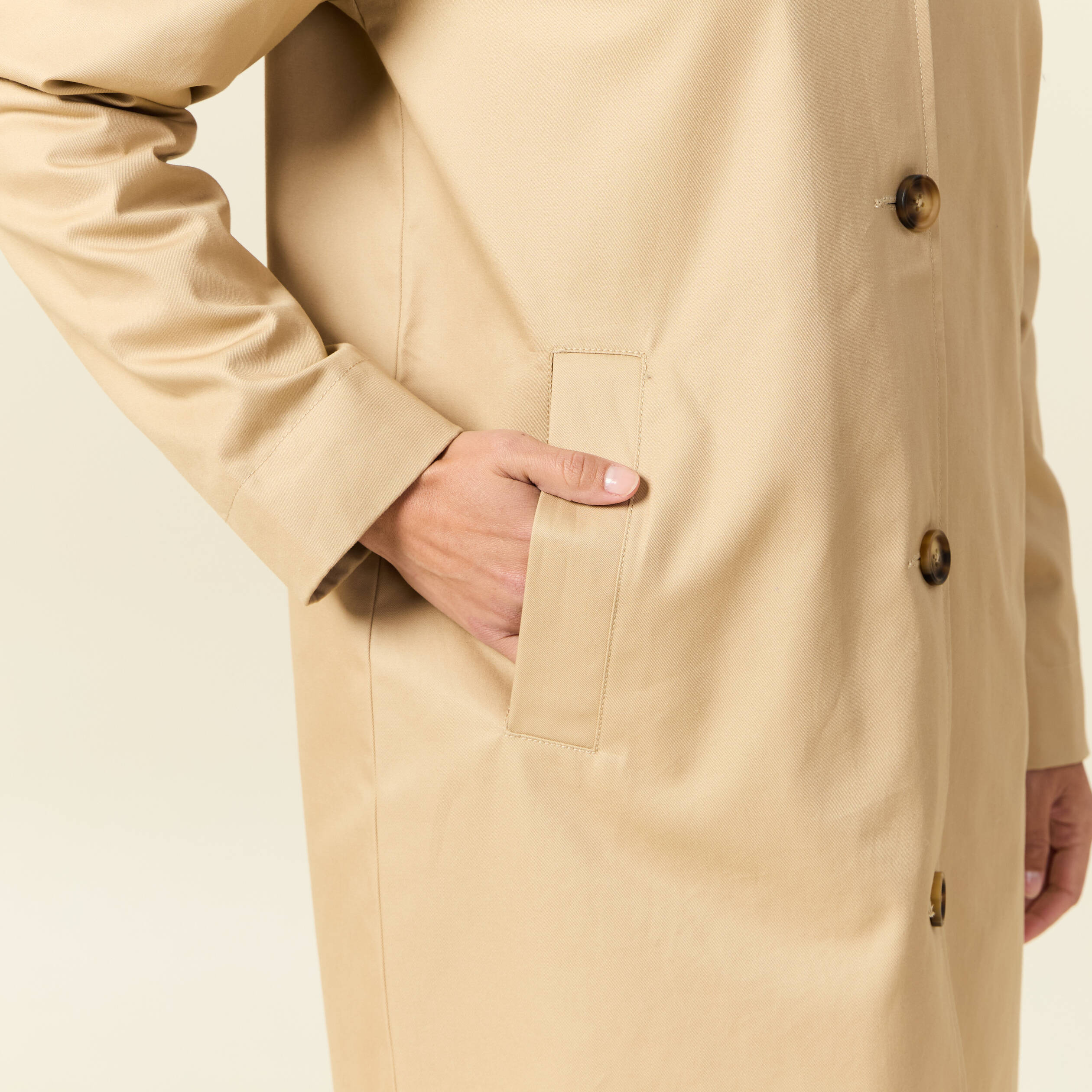 Trench long enduit beige femme
