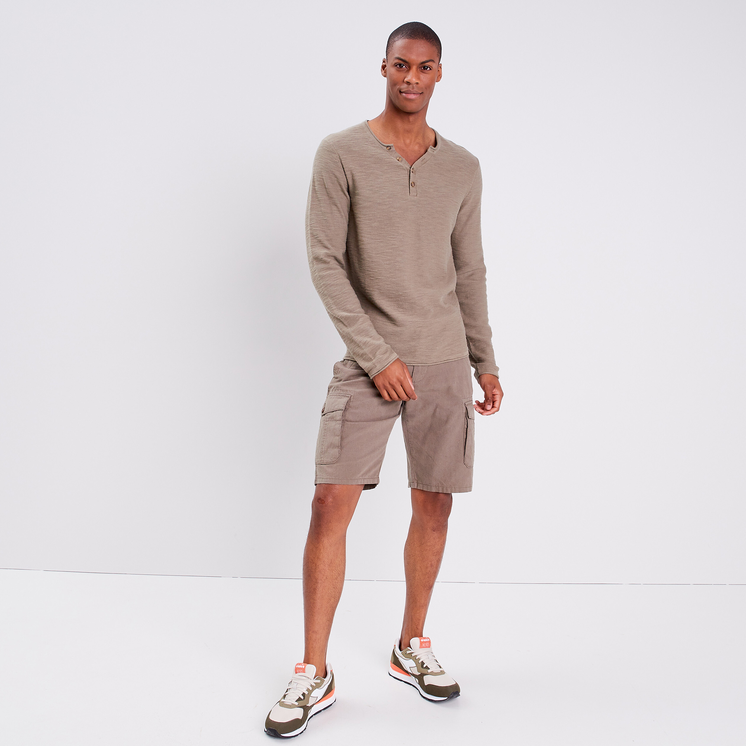Pull manches longues vert kaki homme