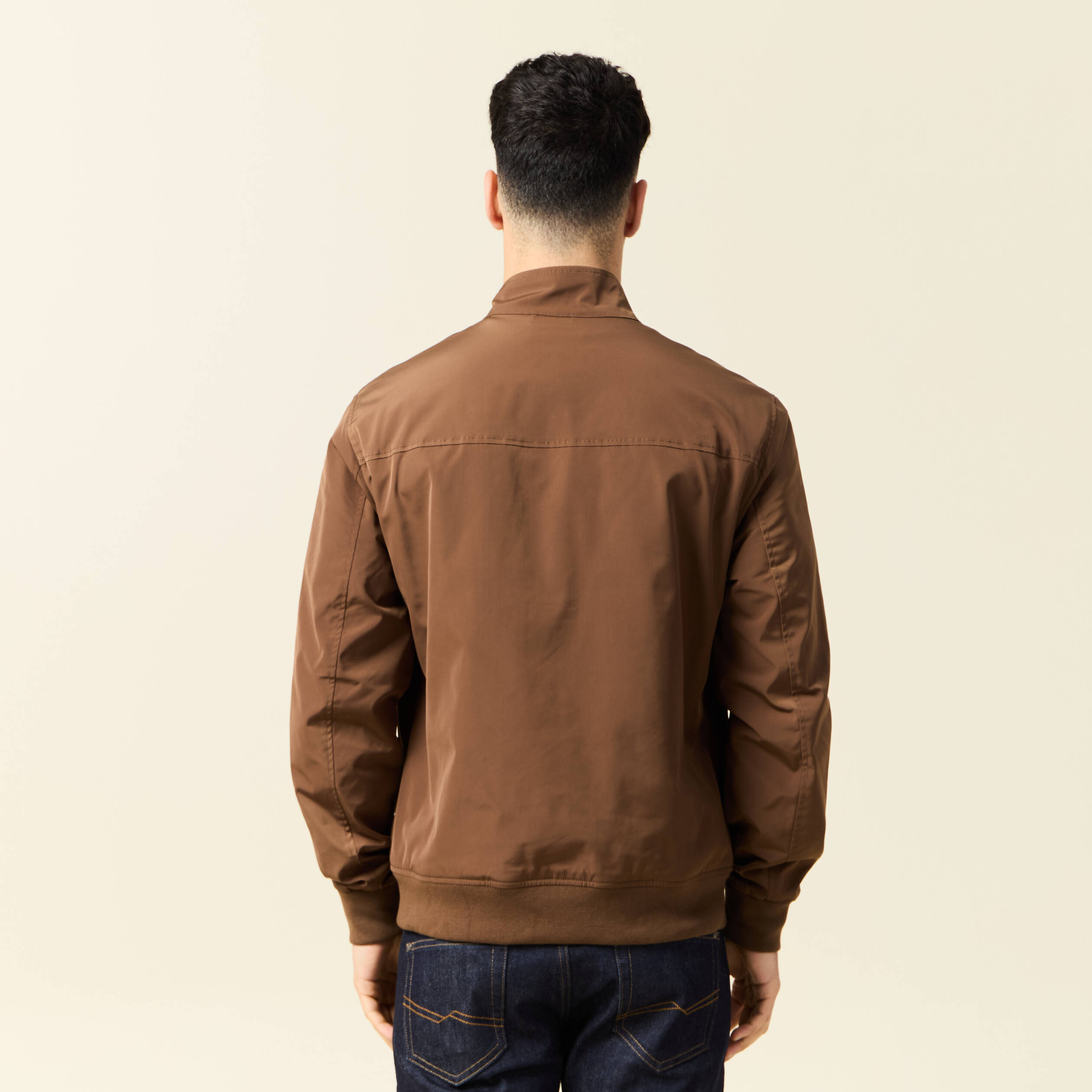 blouson zippe col montant marron homme Blouson zippé col montant marron homme