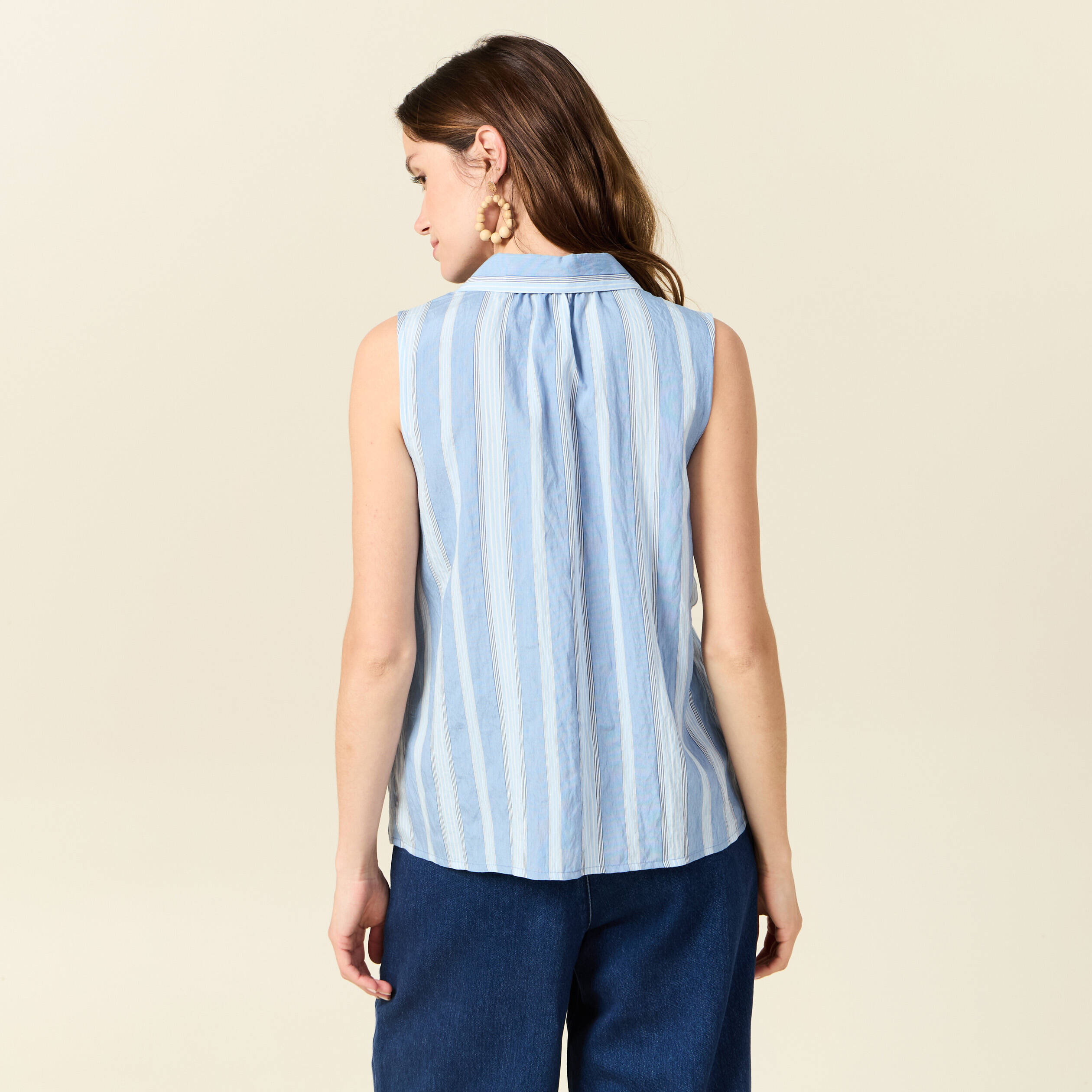 chemise sans manches bleu femme Chemise sans manches bleu femme