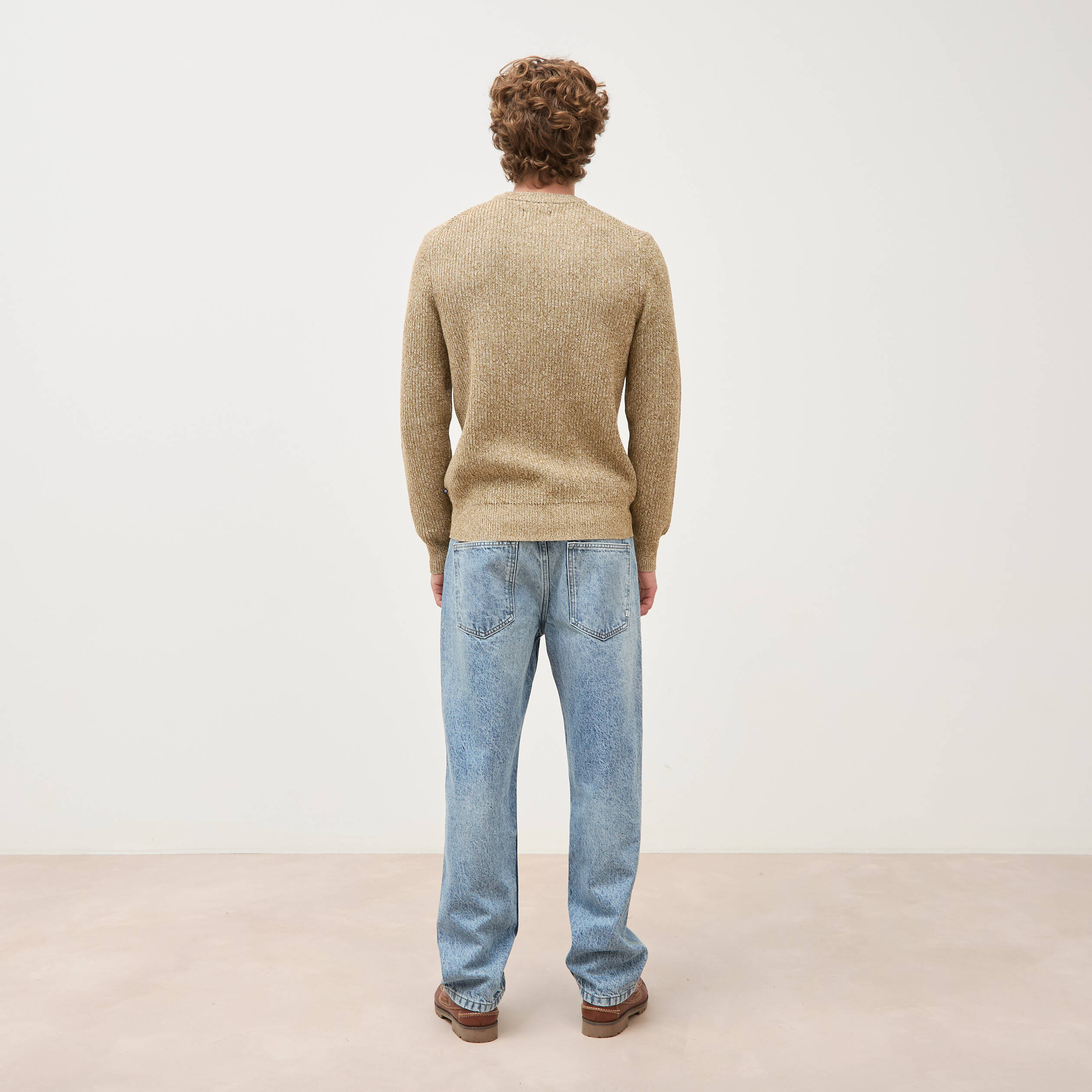 Pull manches longues camel homme