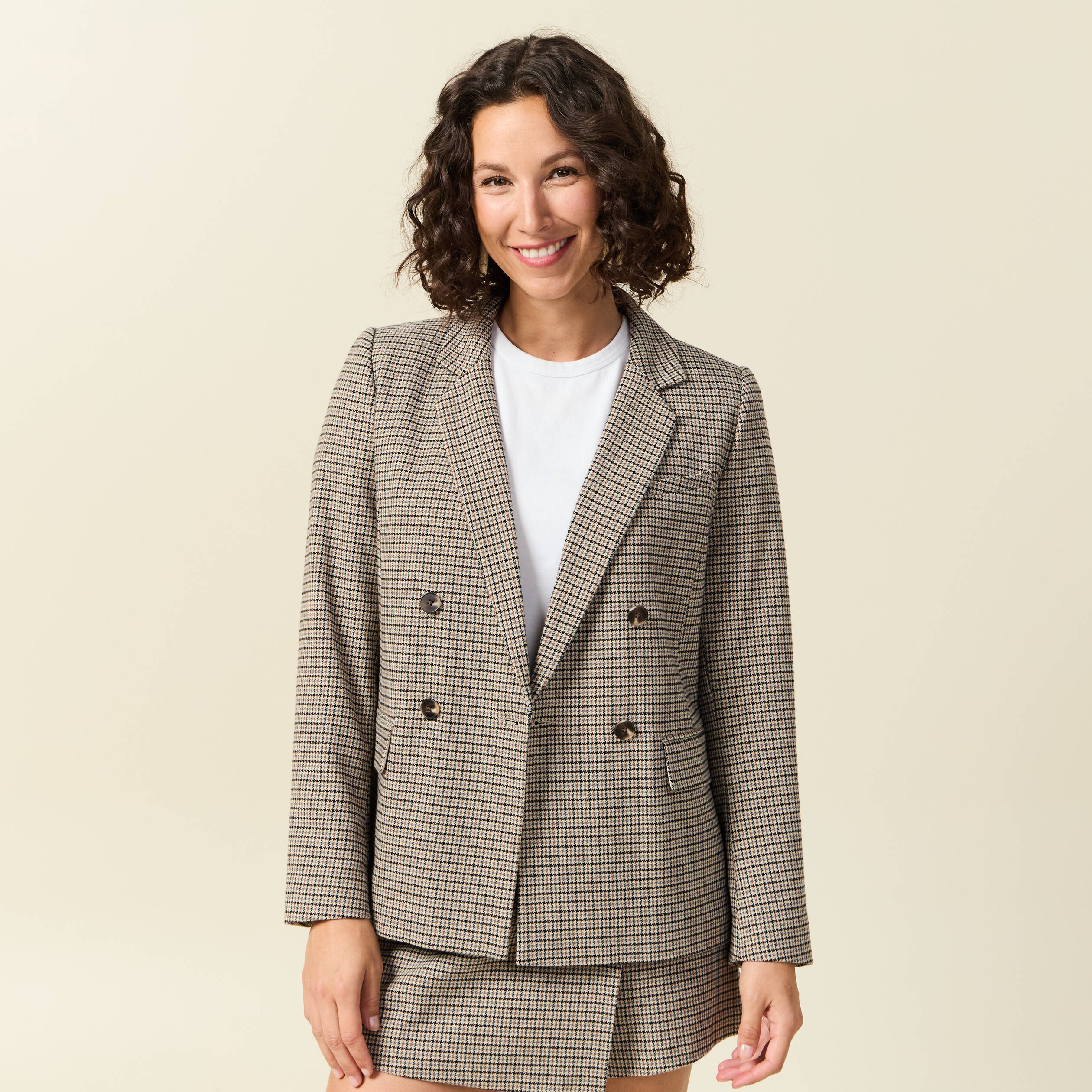 Blazer manches longues col tailleur noir femme