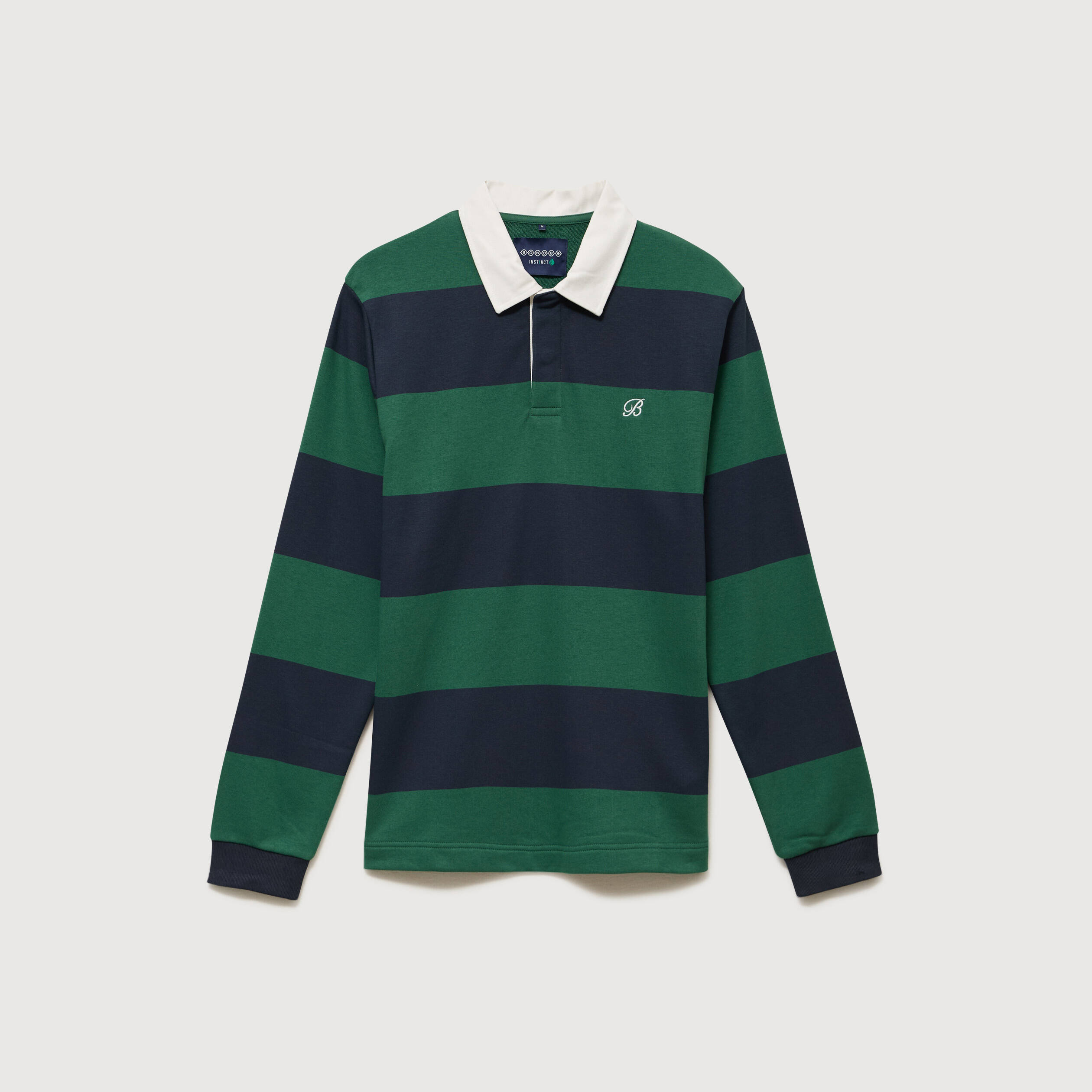 Polo manches longues broderie bleu marine homme