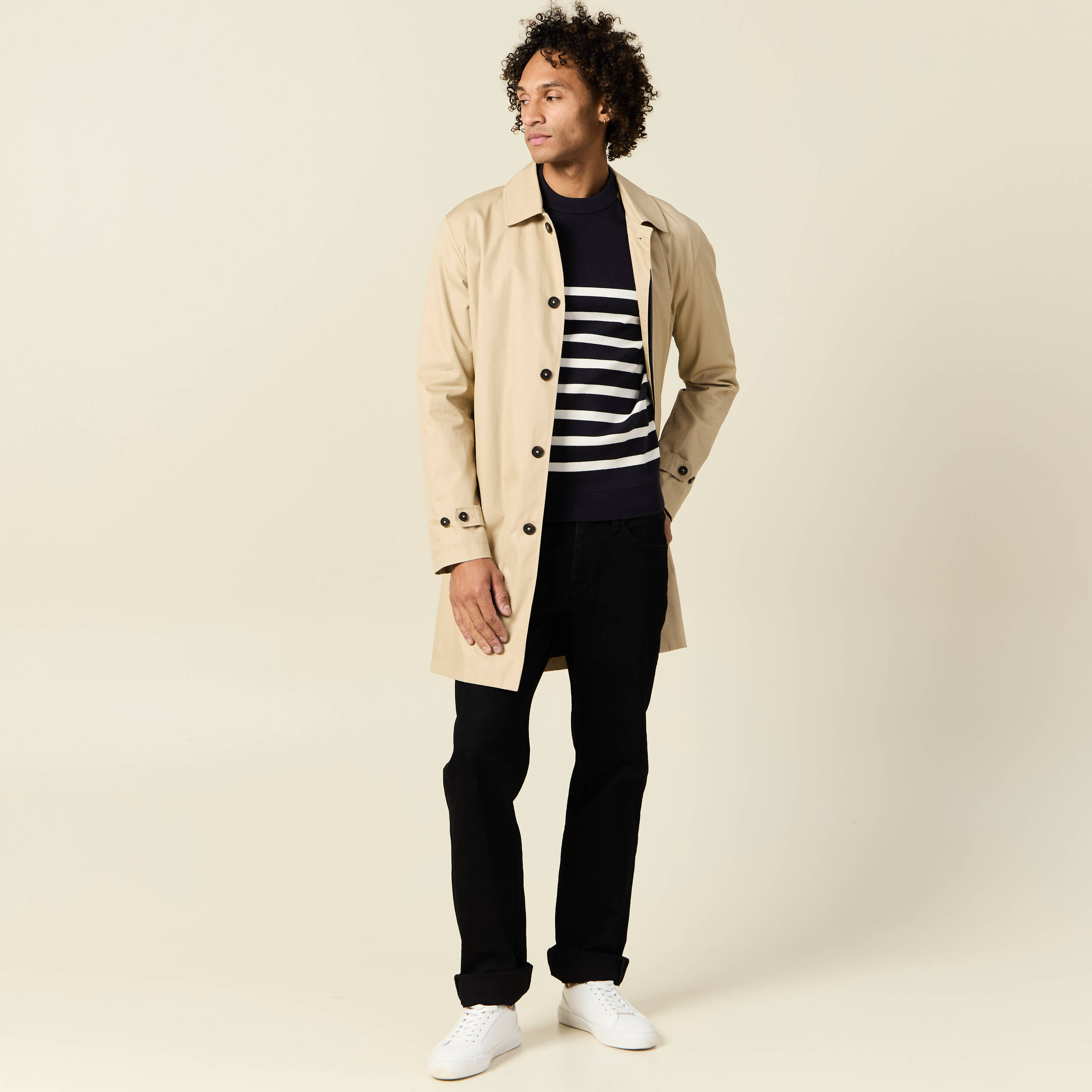 Pull manches longues bleu fonc&eacute; homme