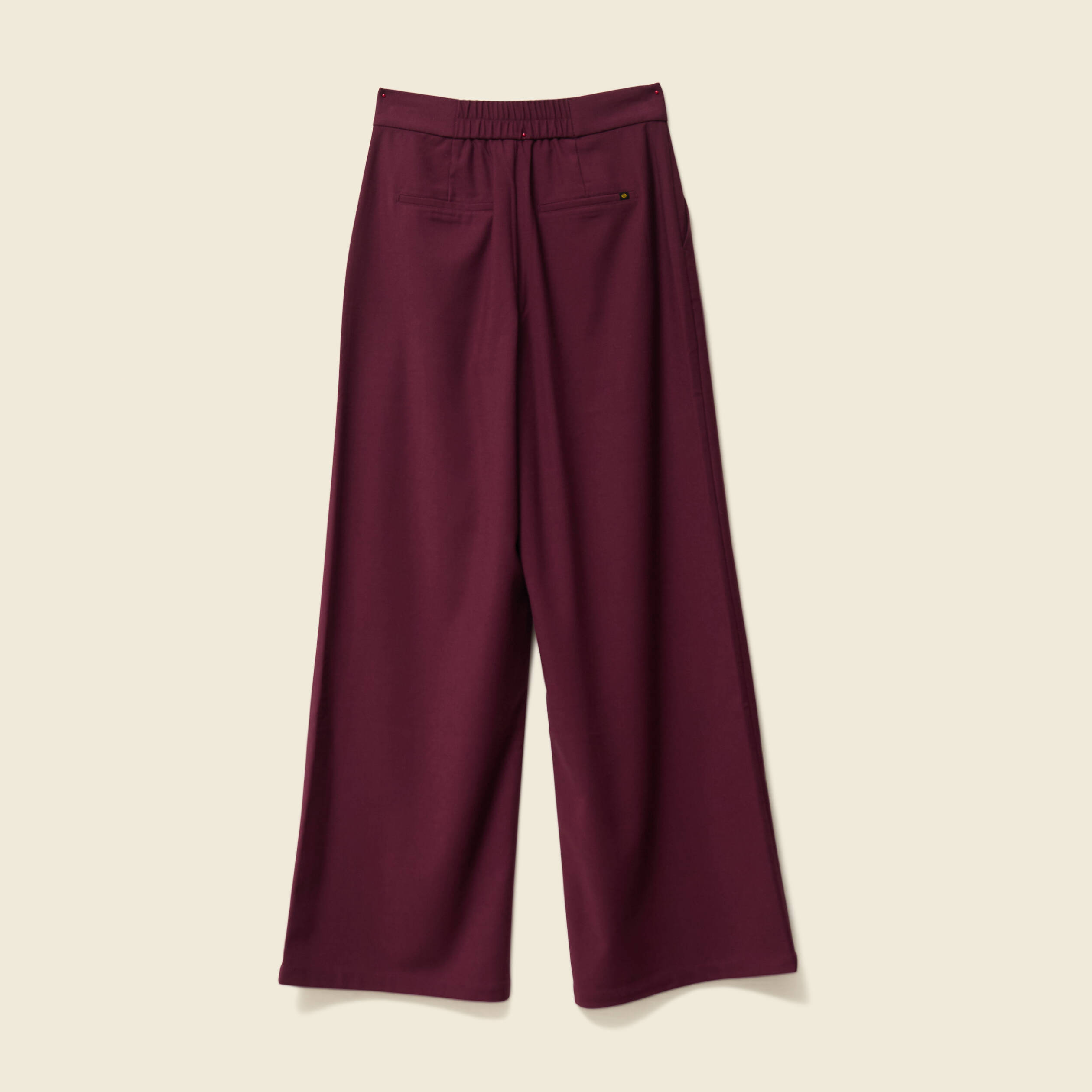 Pantalon large taille haute prune femme