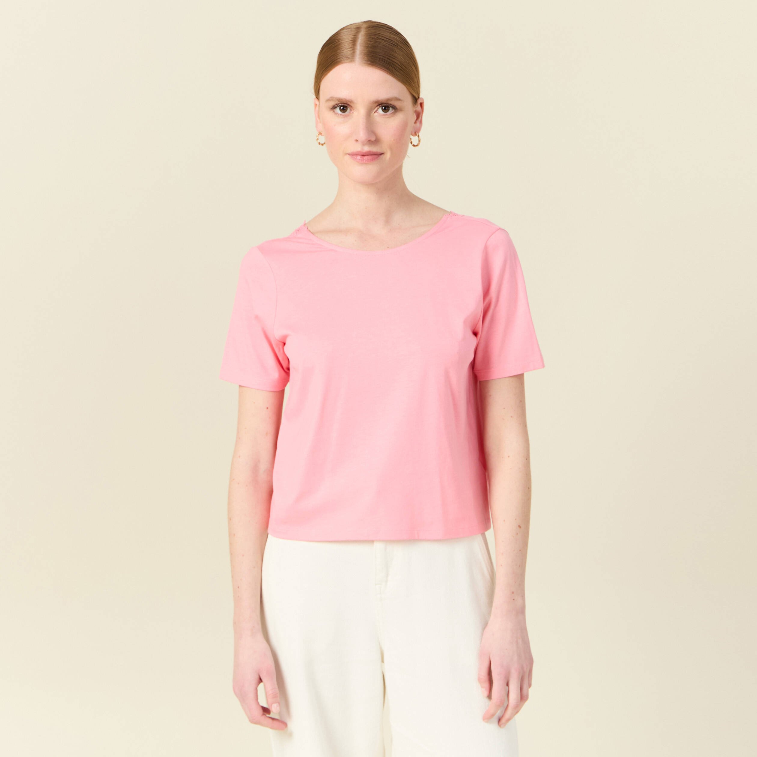 t shirt manches courtes rose femme T-shirt manches courtes rose femme