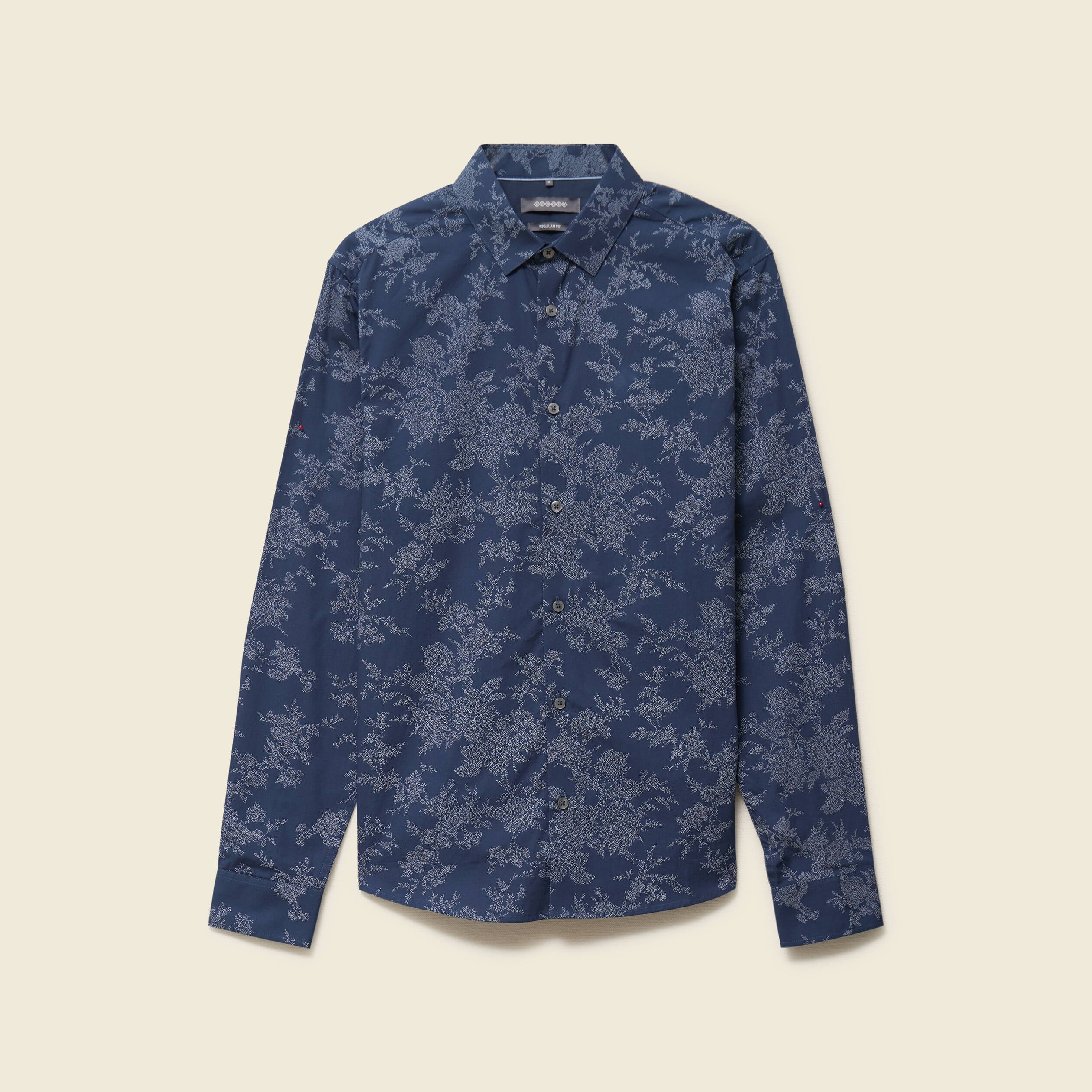 Chemise en coton manches longues bleu marine homme