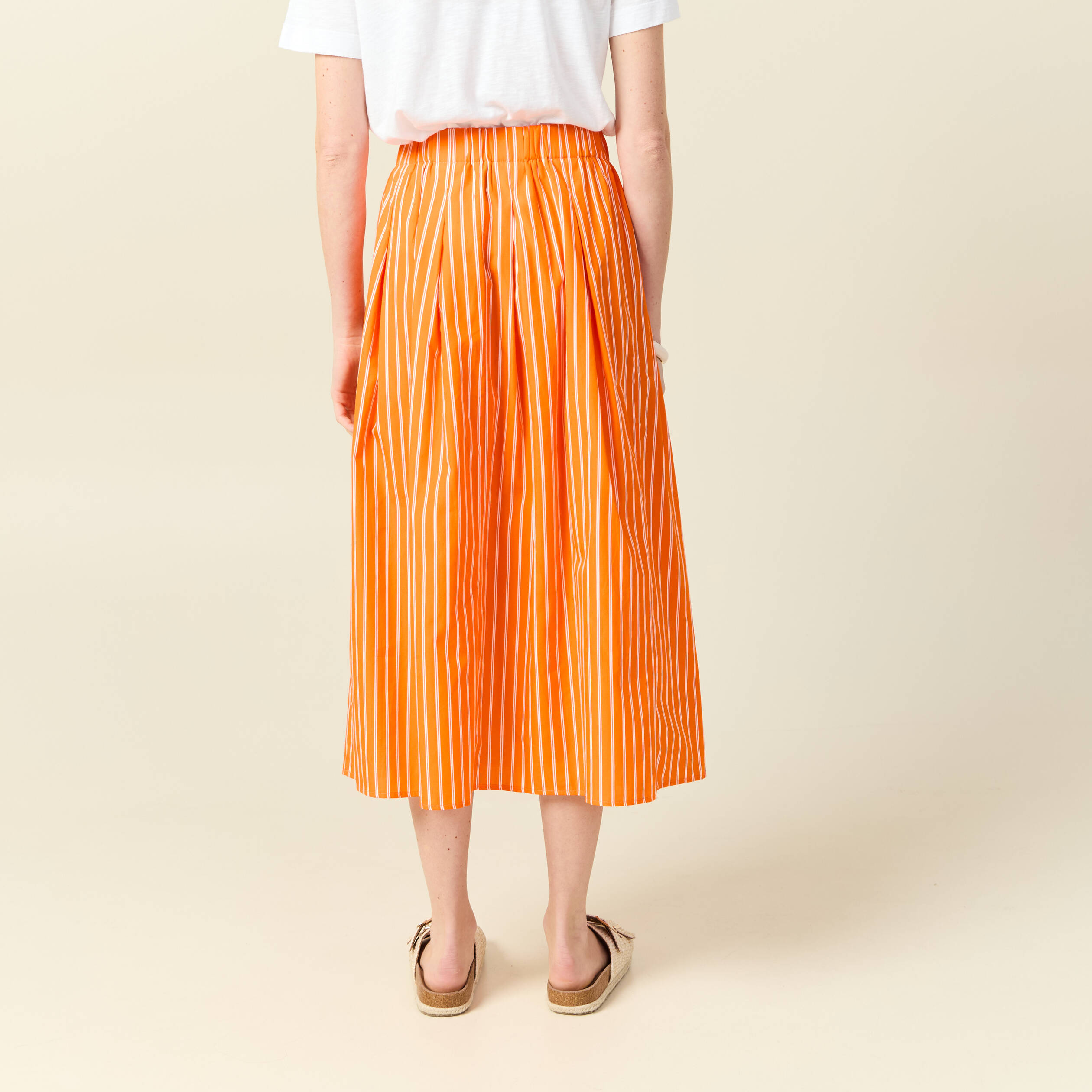 jupe taille haute en coton orange femme Jupe taille haute en coton orange femme