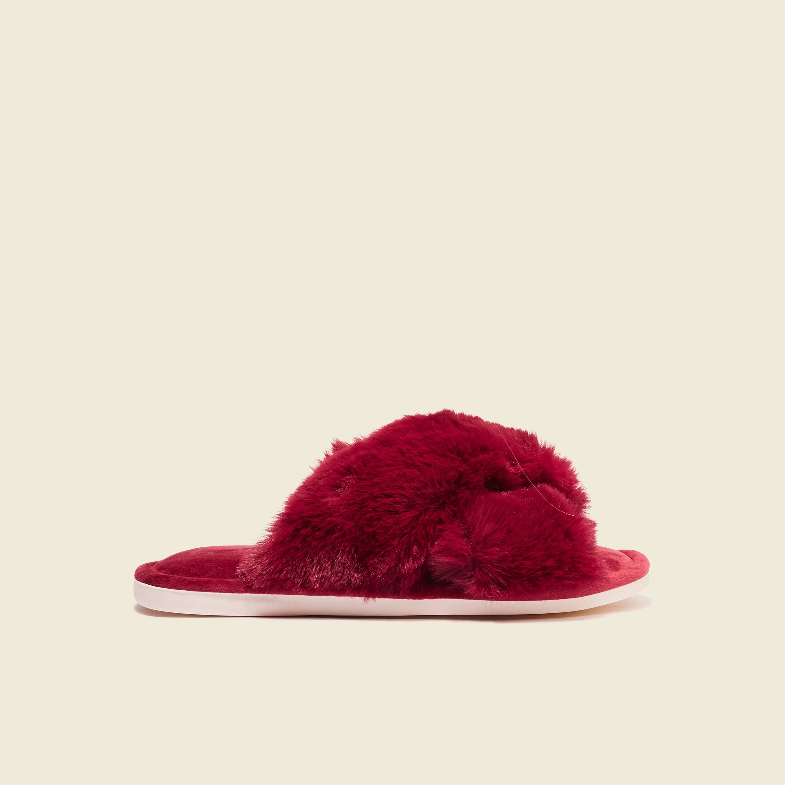 chaussons mules fourrure rouge fonce femme Chaussons mules fourrure rouge foncé femme