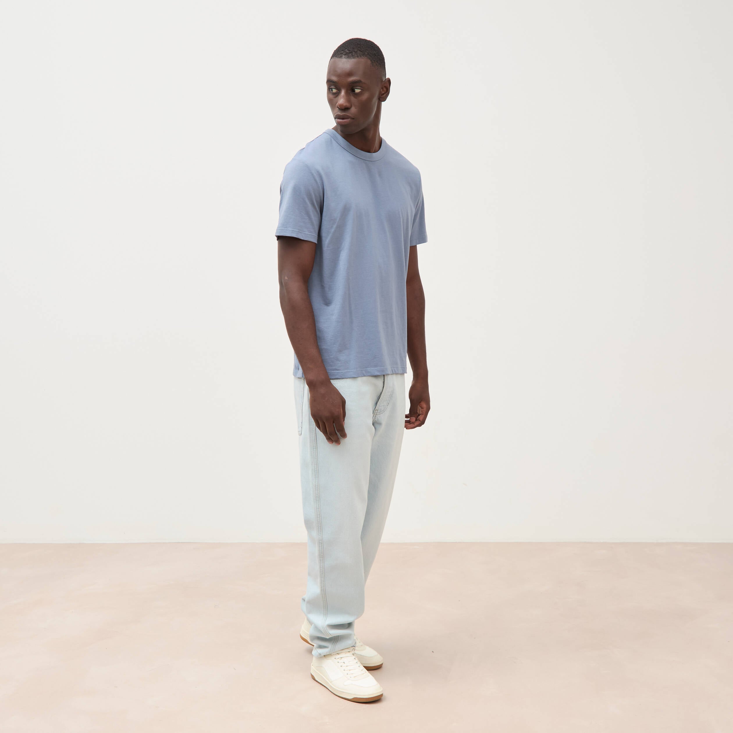 T-shirt en coton manches courtes bleu gris homme