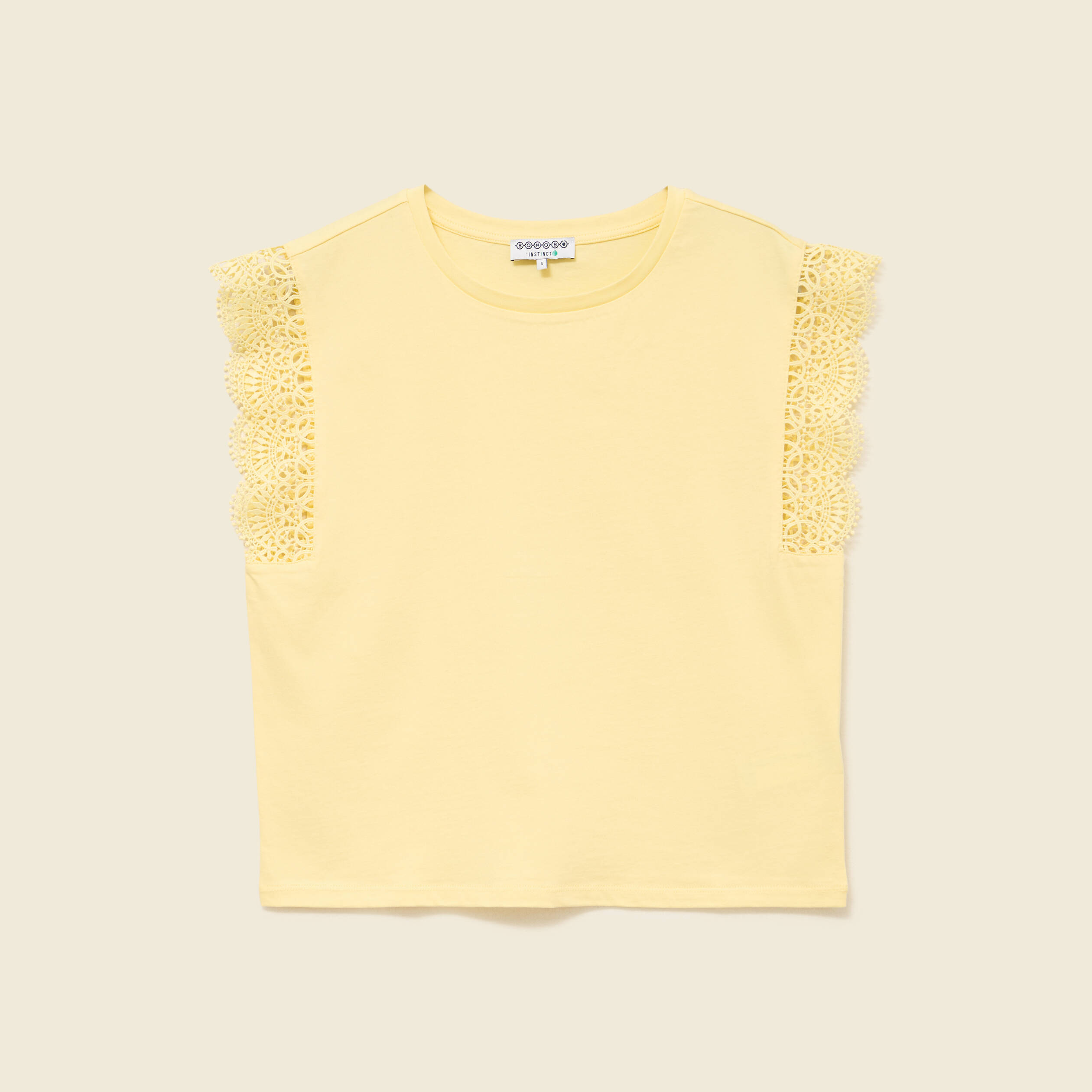 T-shirt manches courtes jaune pastel femme