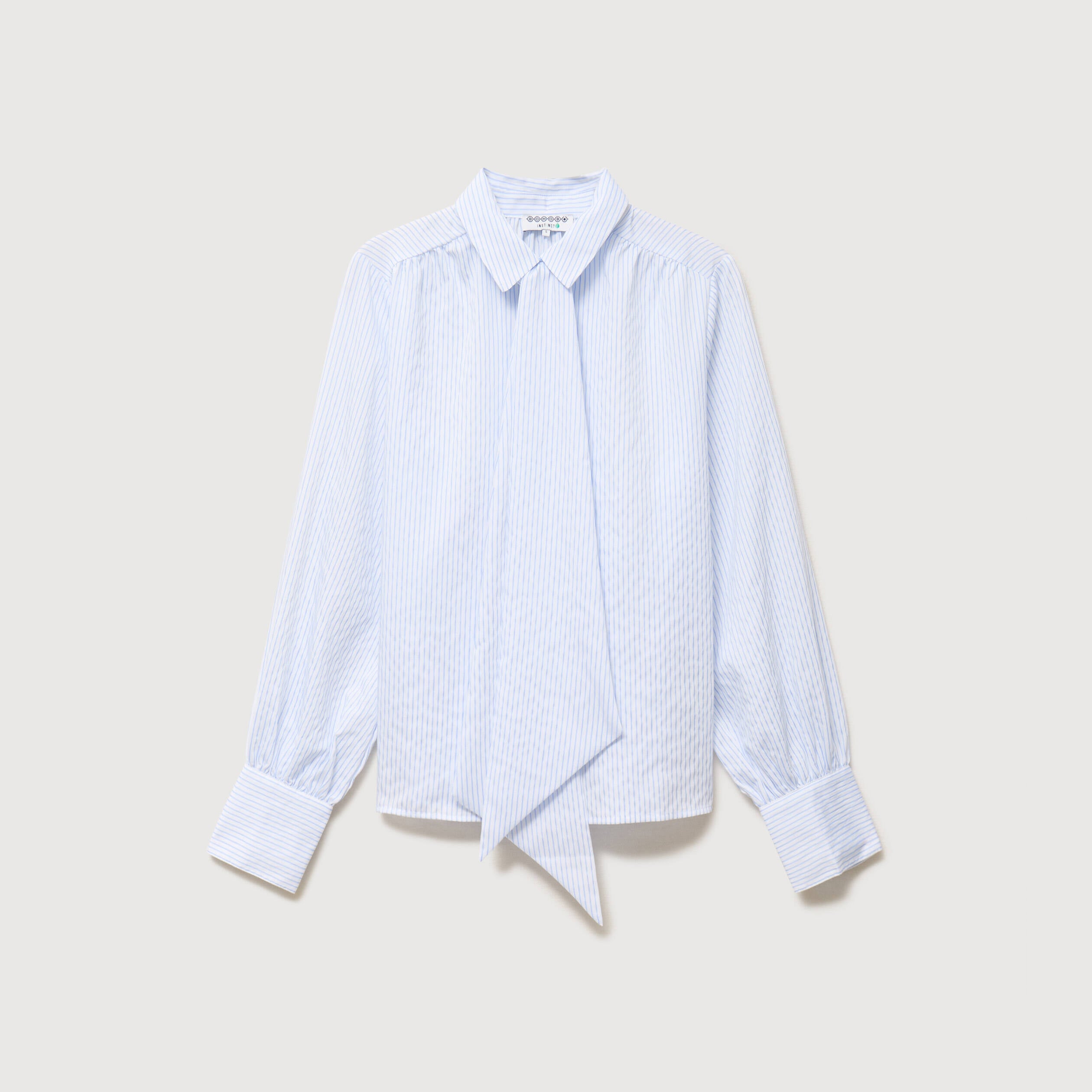 Chemise manches longues col am&eacute;ricain bleu ciel femme