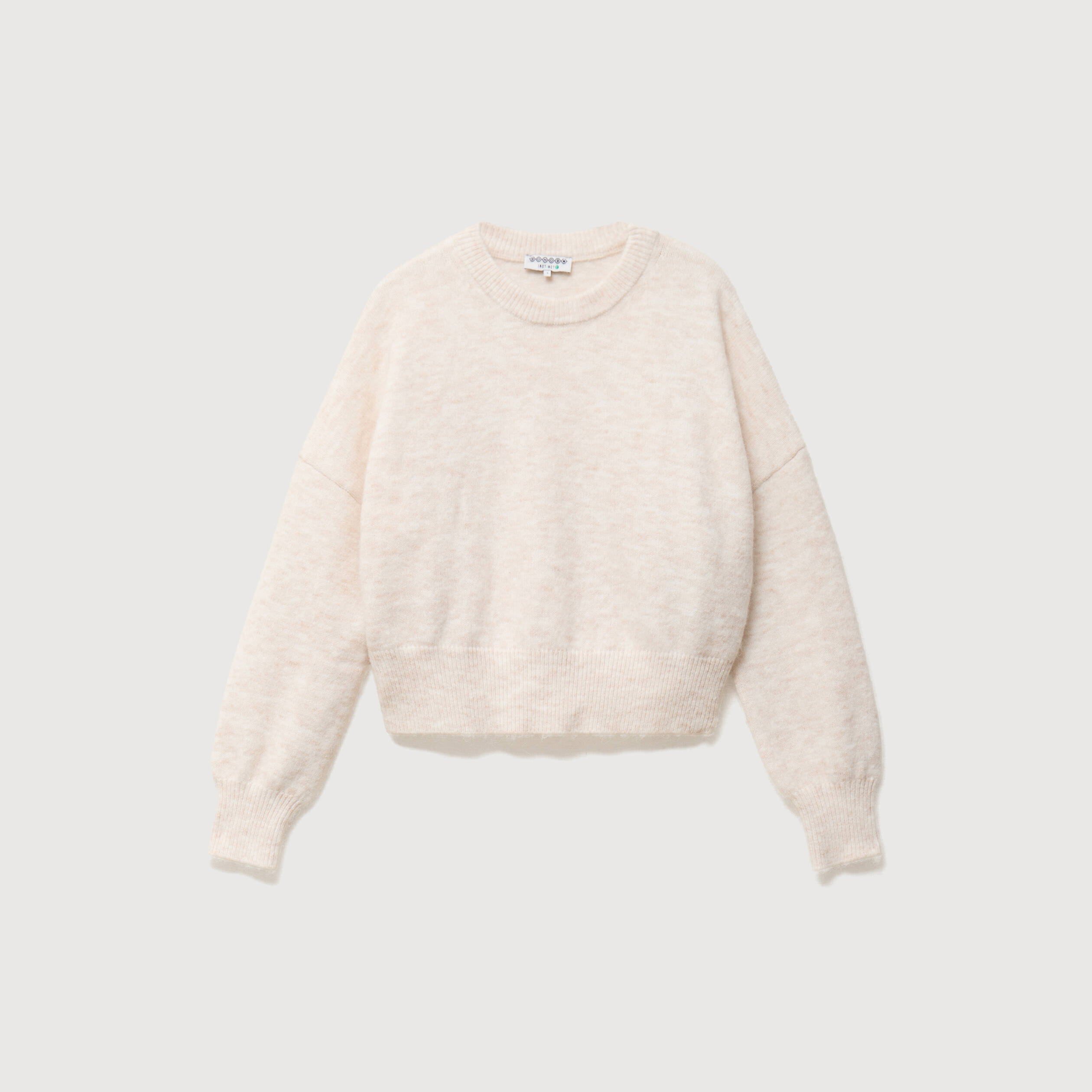 Pull droit cropped manches longues creme femme