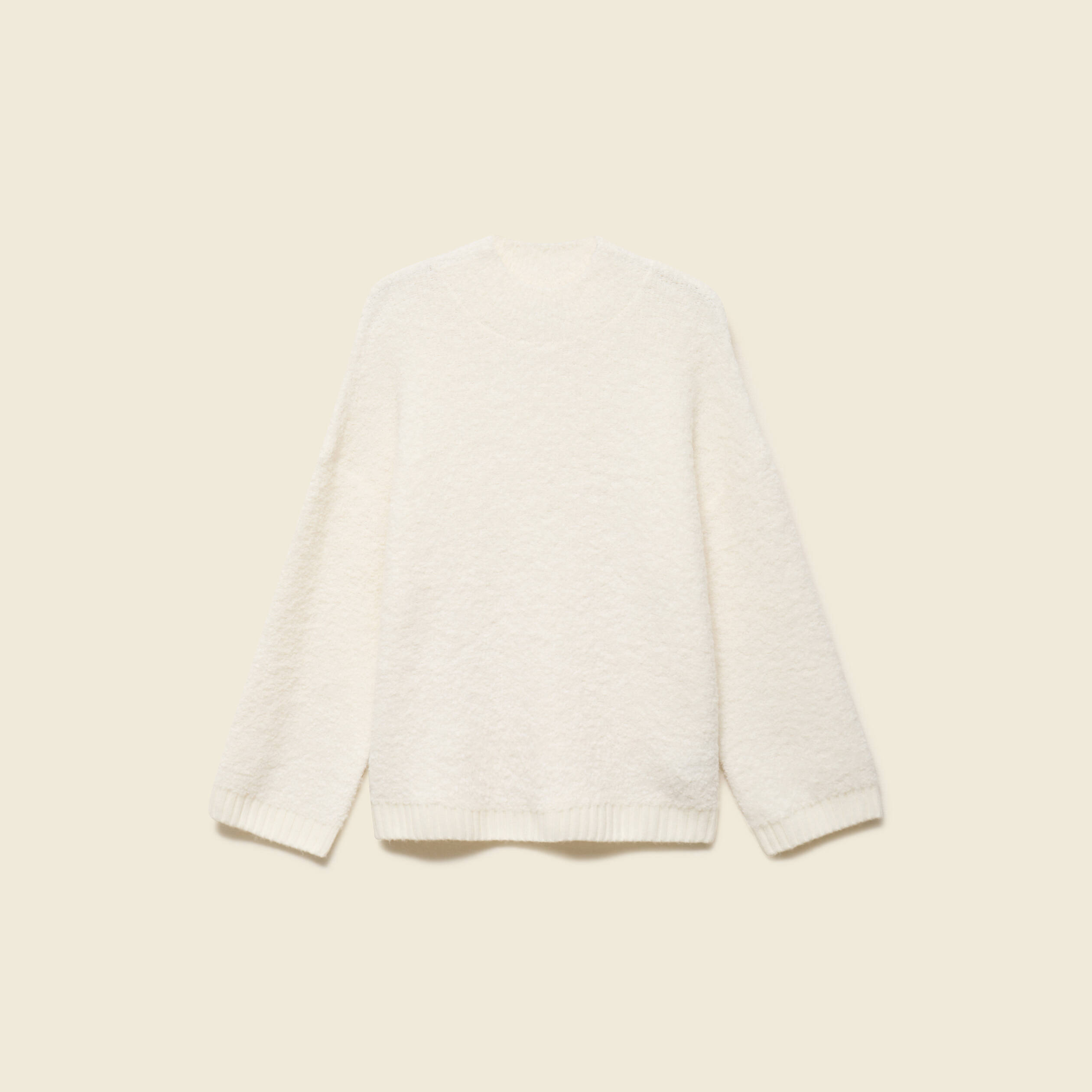 Pull manches longues col montant ivoire femme