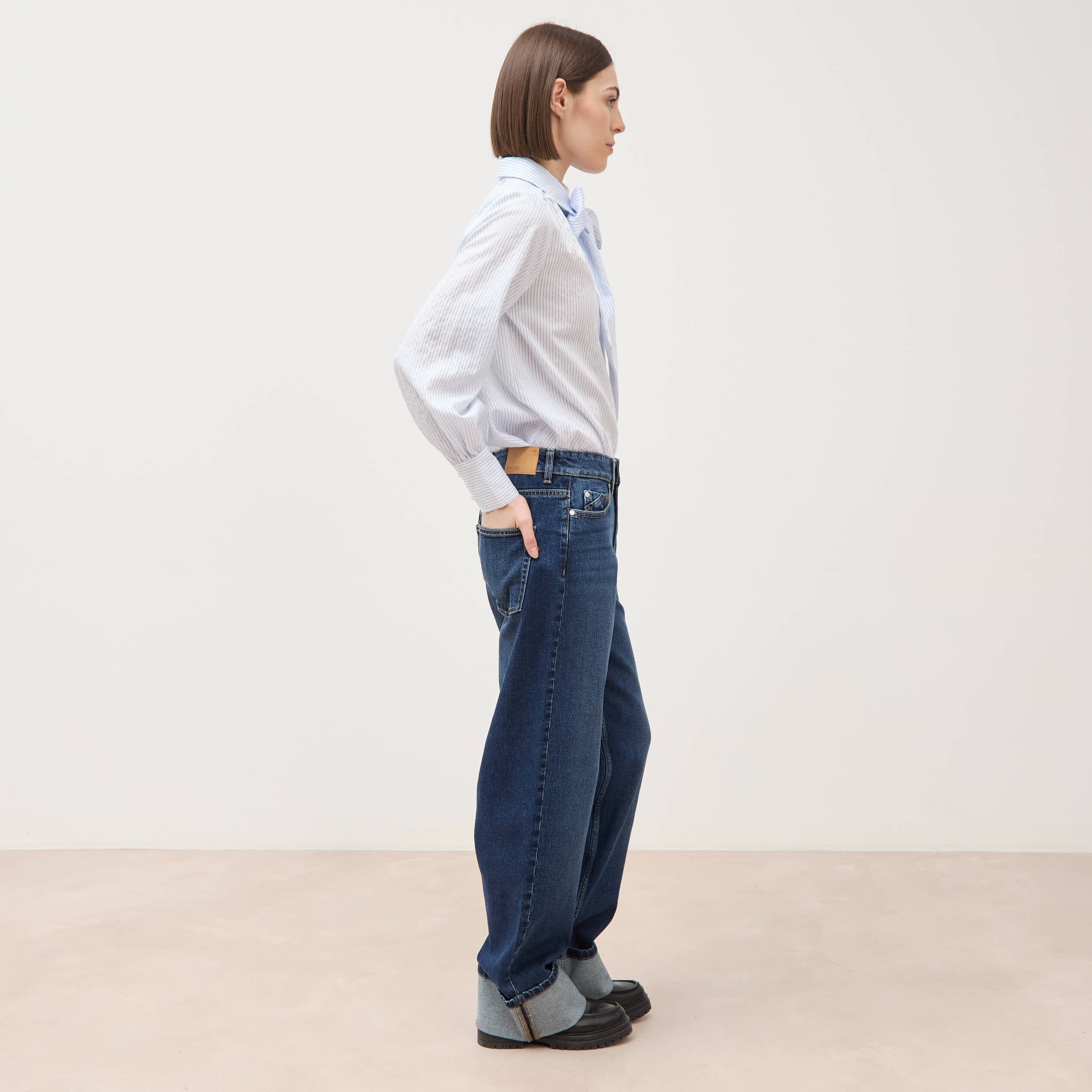 Jeans straight taille standard denim brut femme
