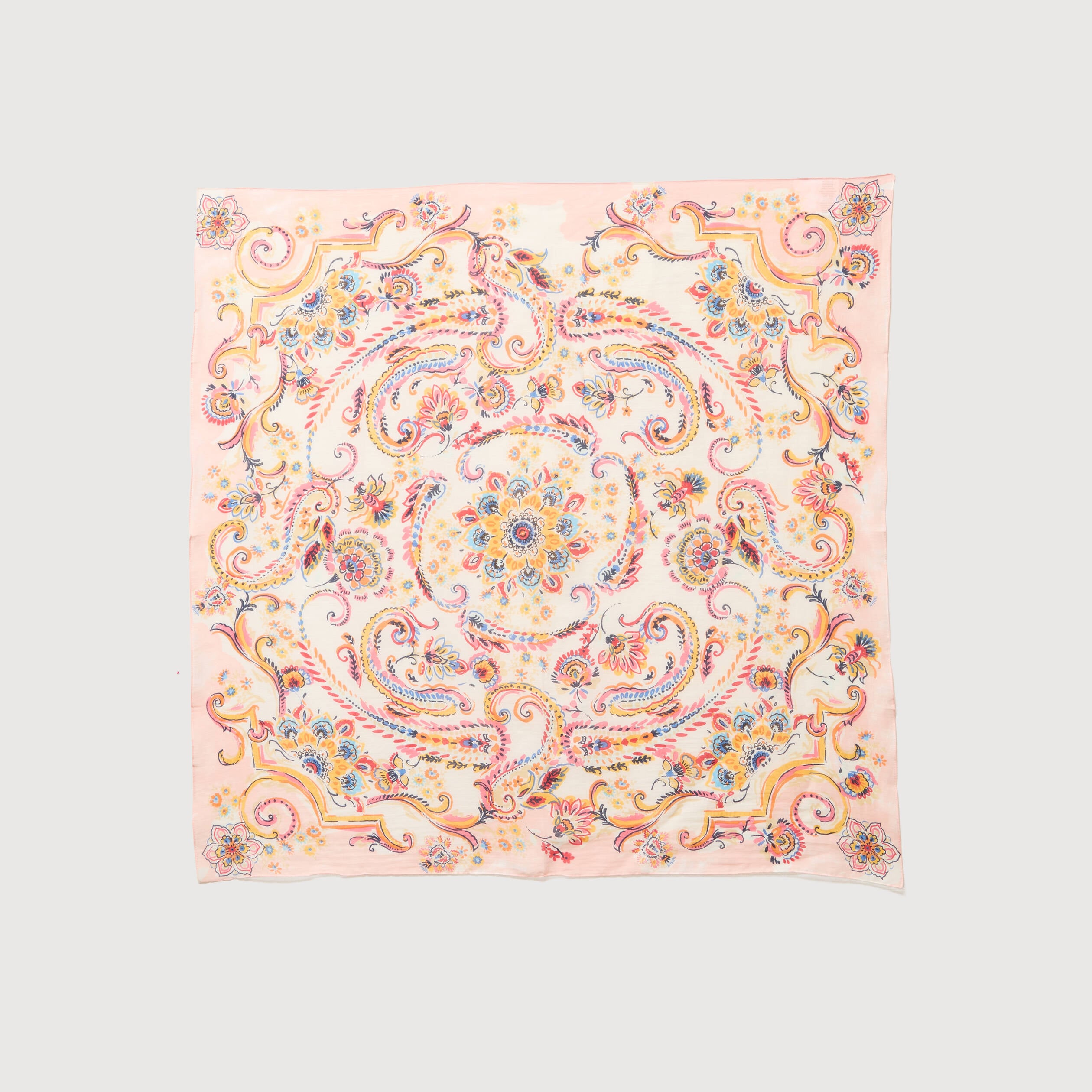 Foulard en coton dentelle satin&eacute;e orange femme