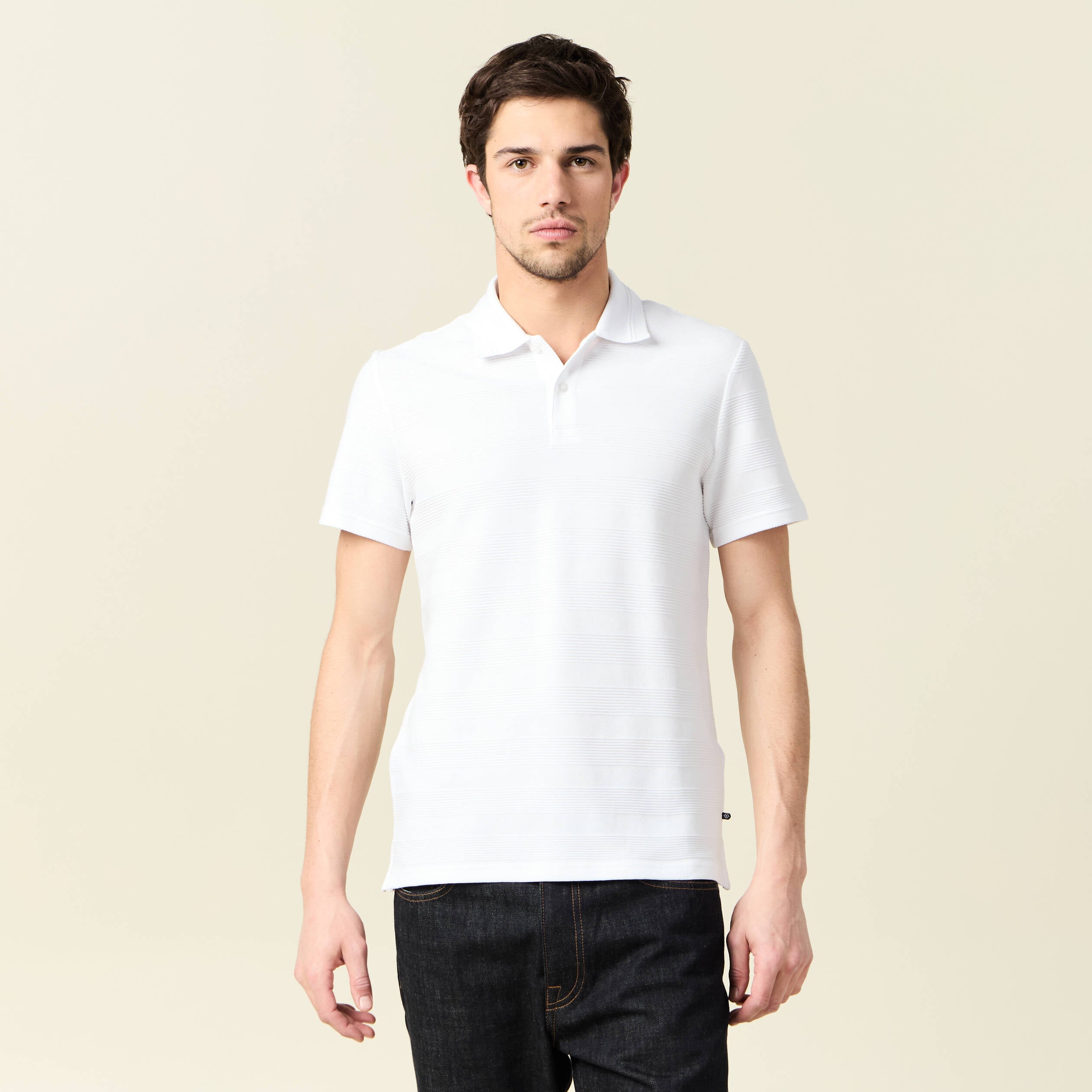 Polo manches courtes blanc homme
