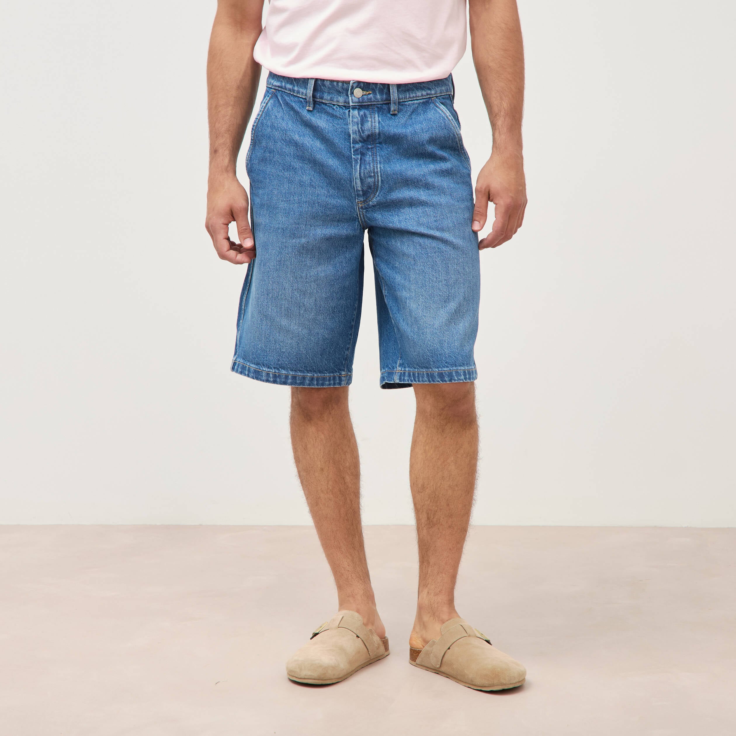 Bermuda en jean coton denim stone homme