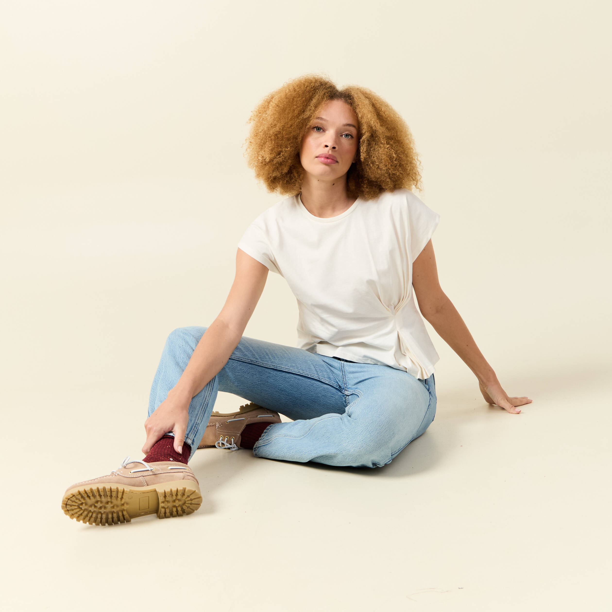 t shirt manches courtes creme femme T-shirt manches courtes creme femme