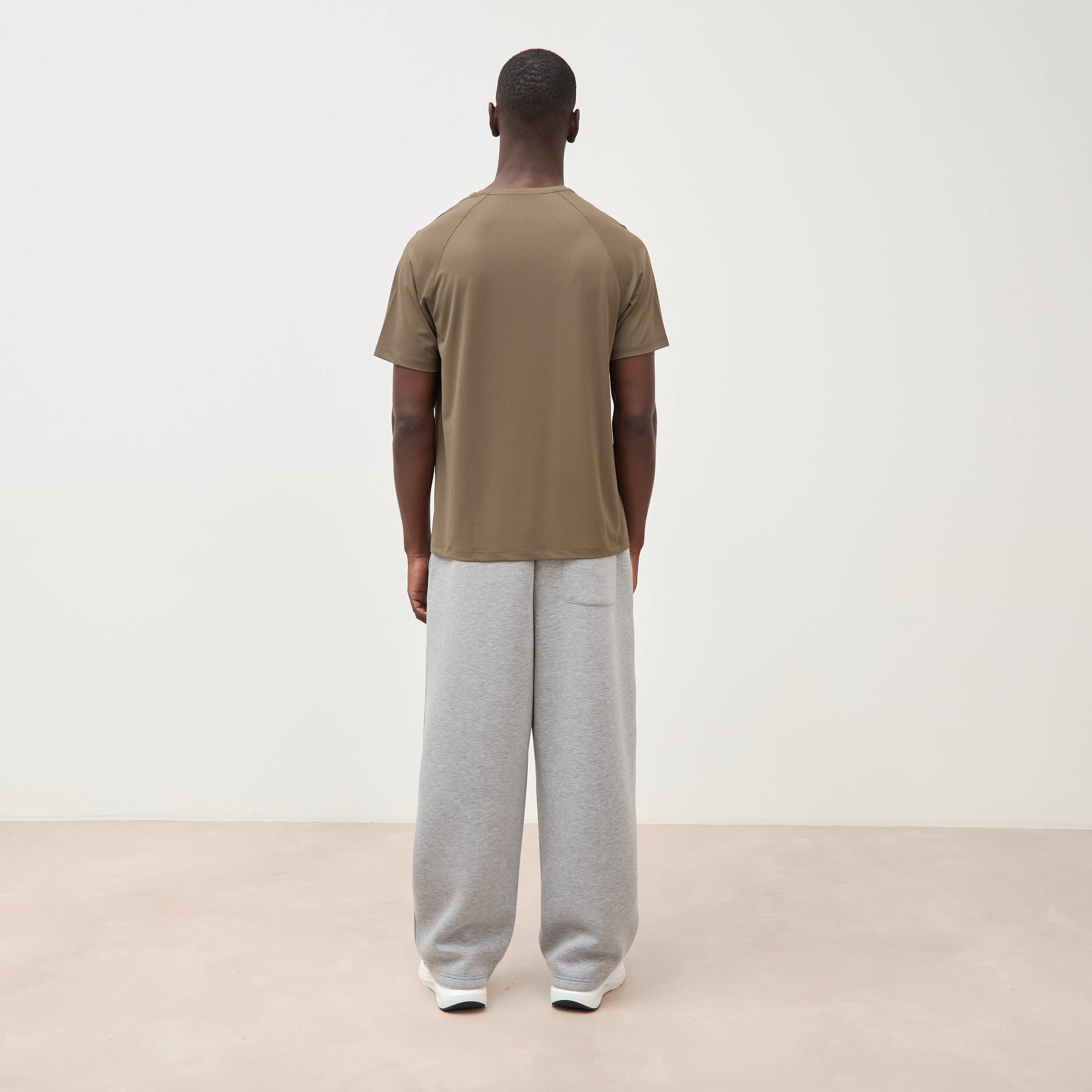 T-shirt col rond manches courtes taupe homme