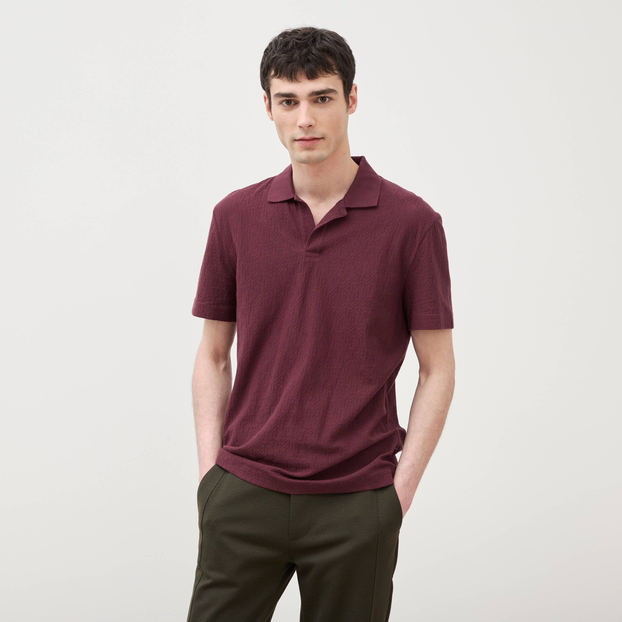 Polo manches courtes prune homme