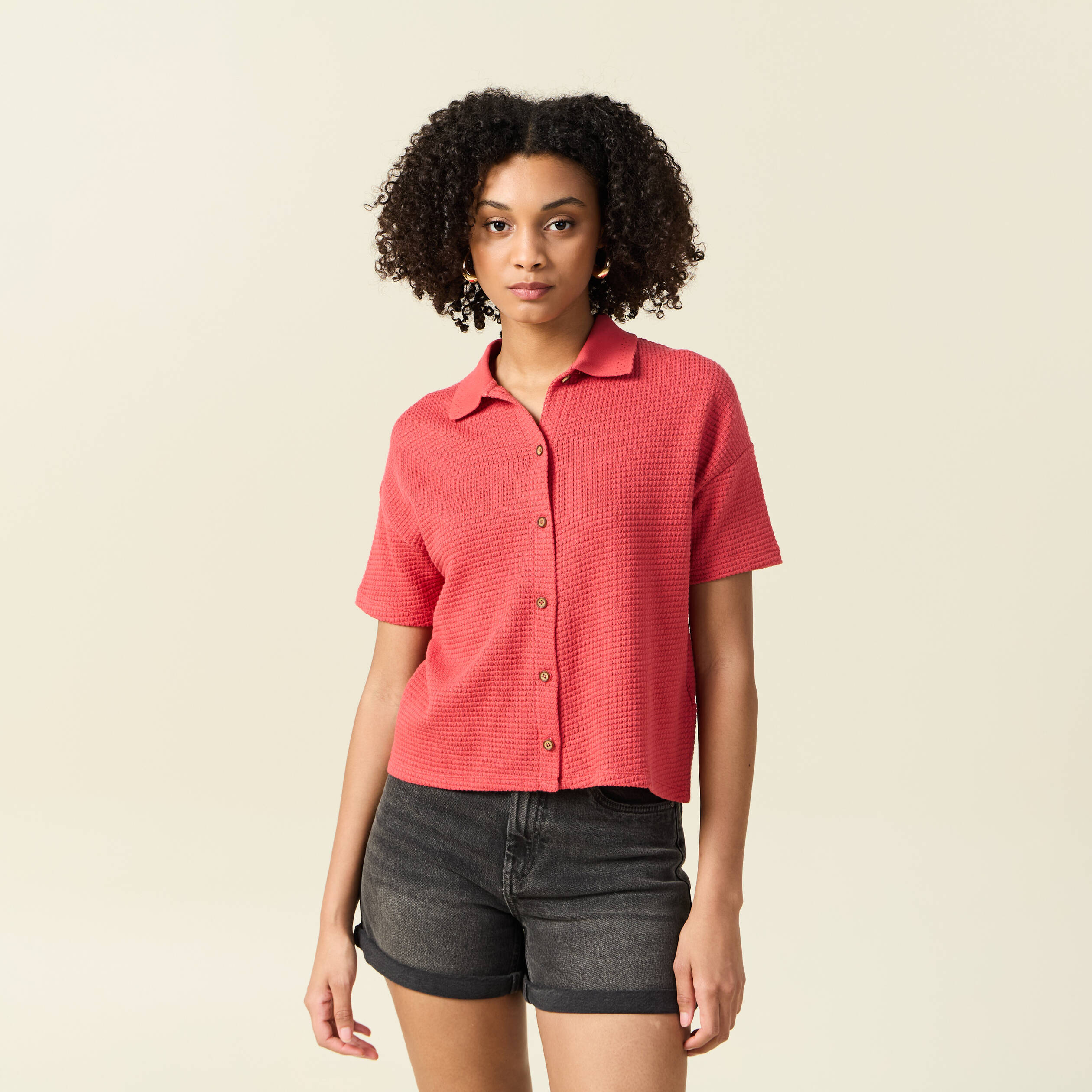 polo en maille rouge femme Polo en maille rouge femme