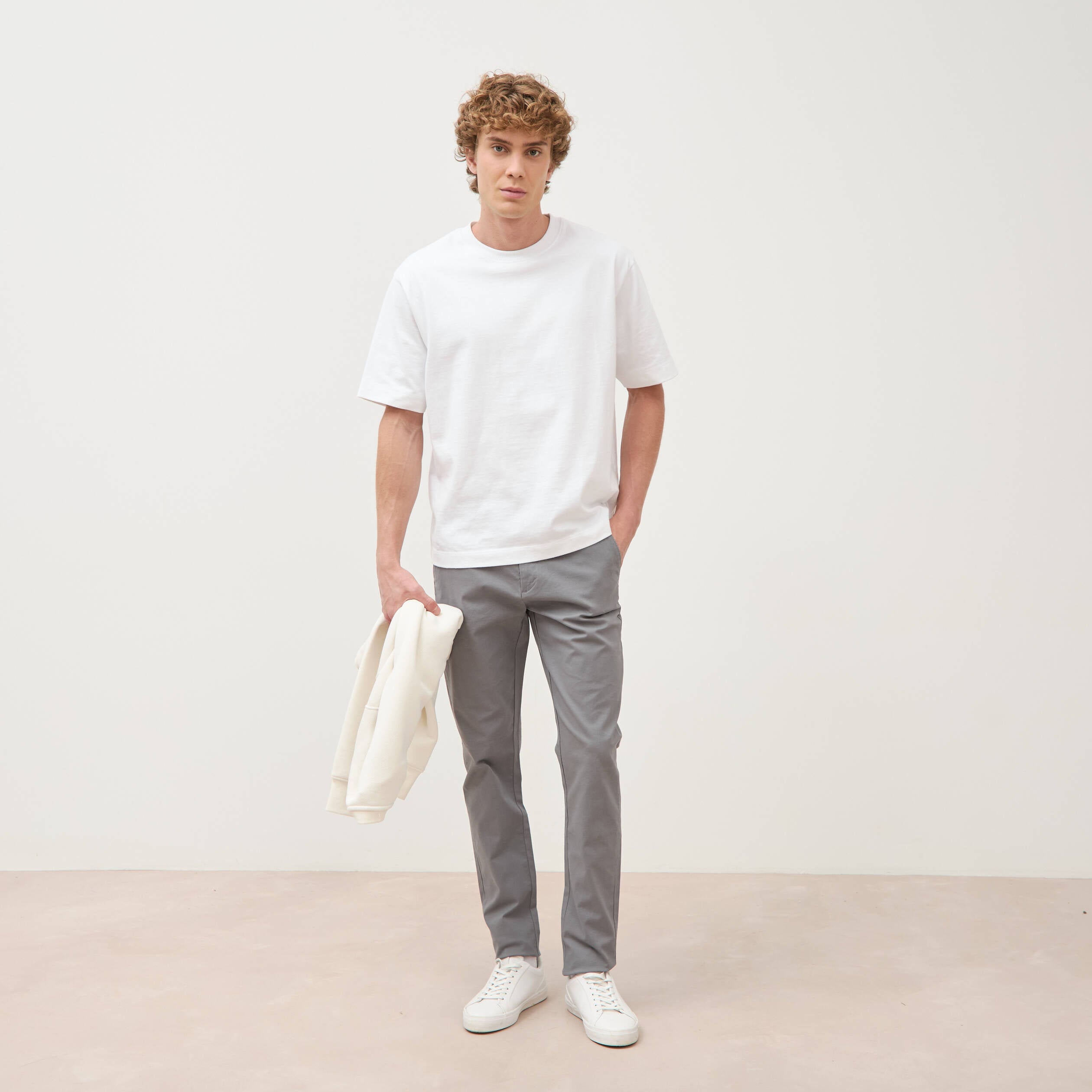 Pantalon chino slim gris homme