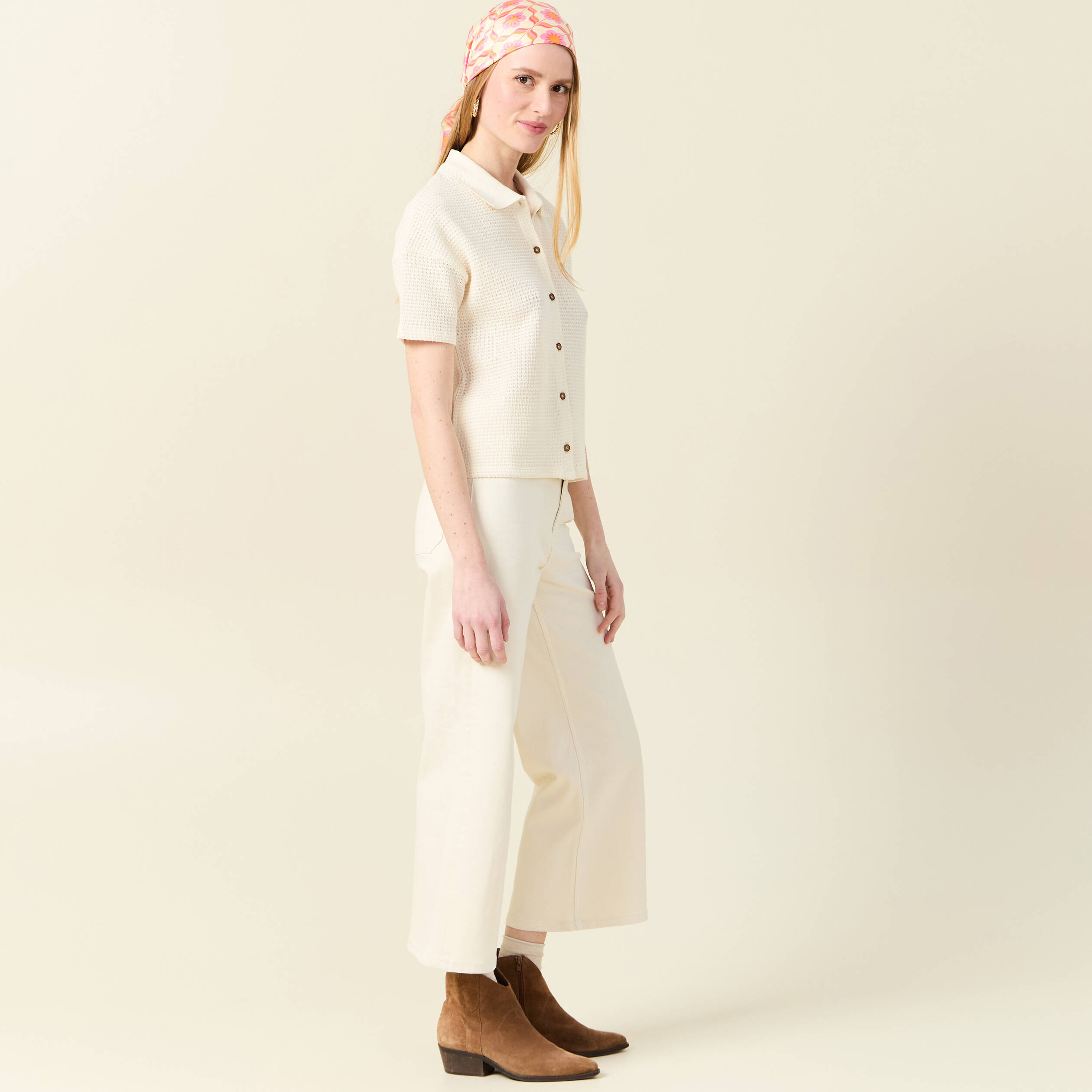 polo en maille creme femme Polo en maille creme femme
