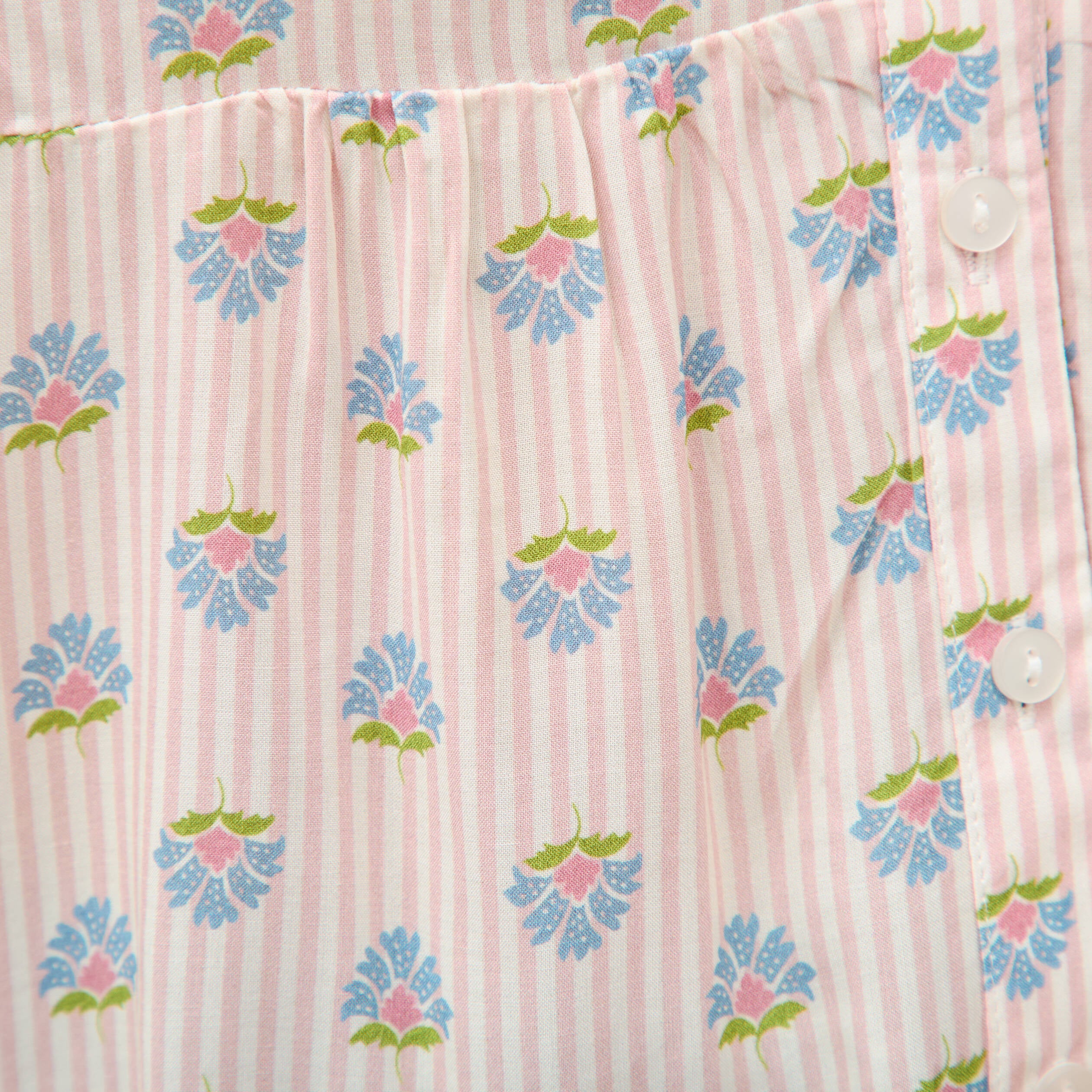 Chemise droite col v manches courtes rose femme